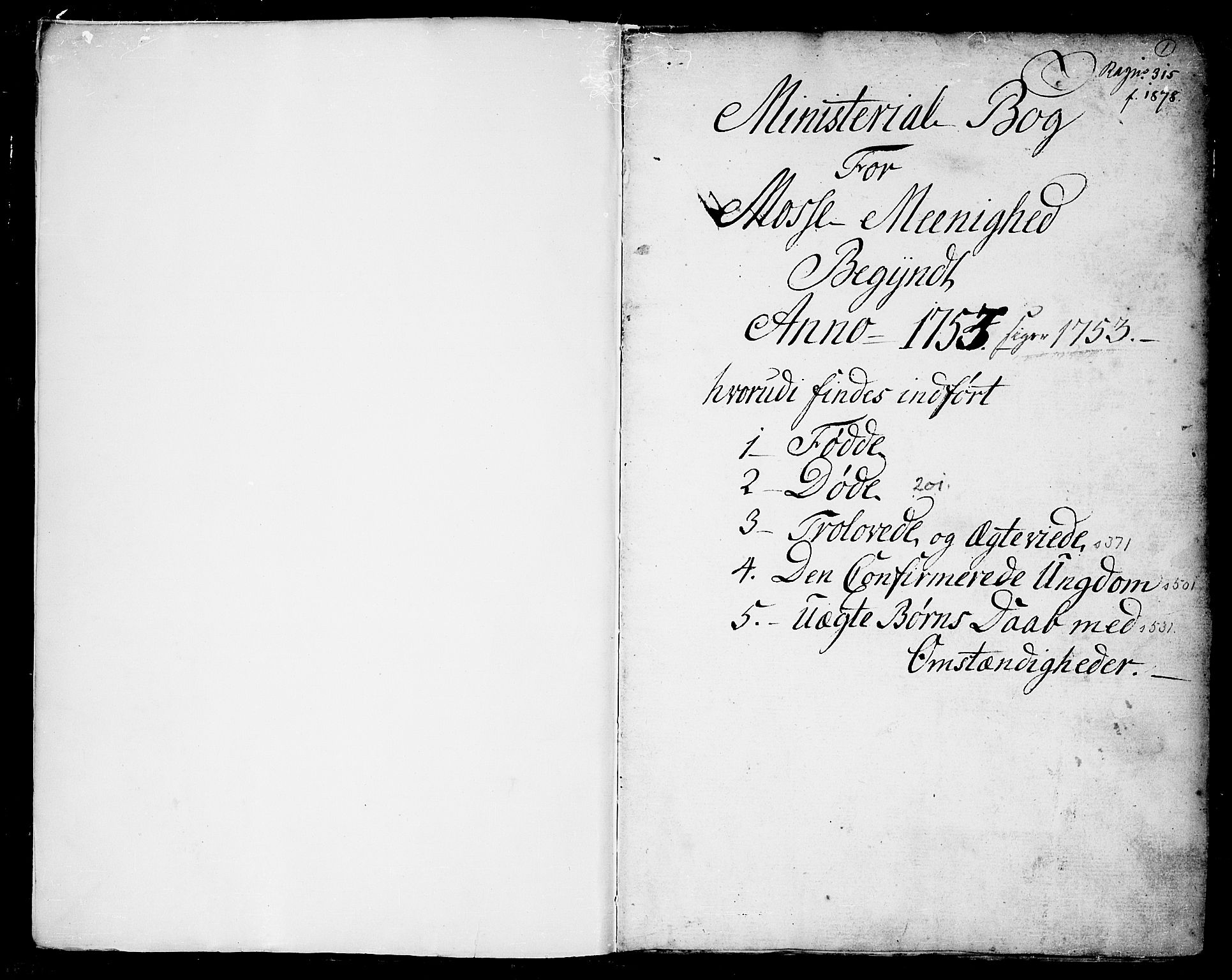 Moss prestekontor Kirkebøker, SAO/A-2003/F/Fa/L0002: Parish register (official) no. I 2, 1753-1779, p. 0-1