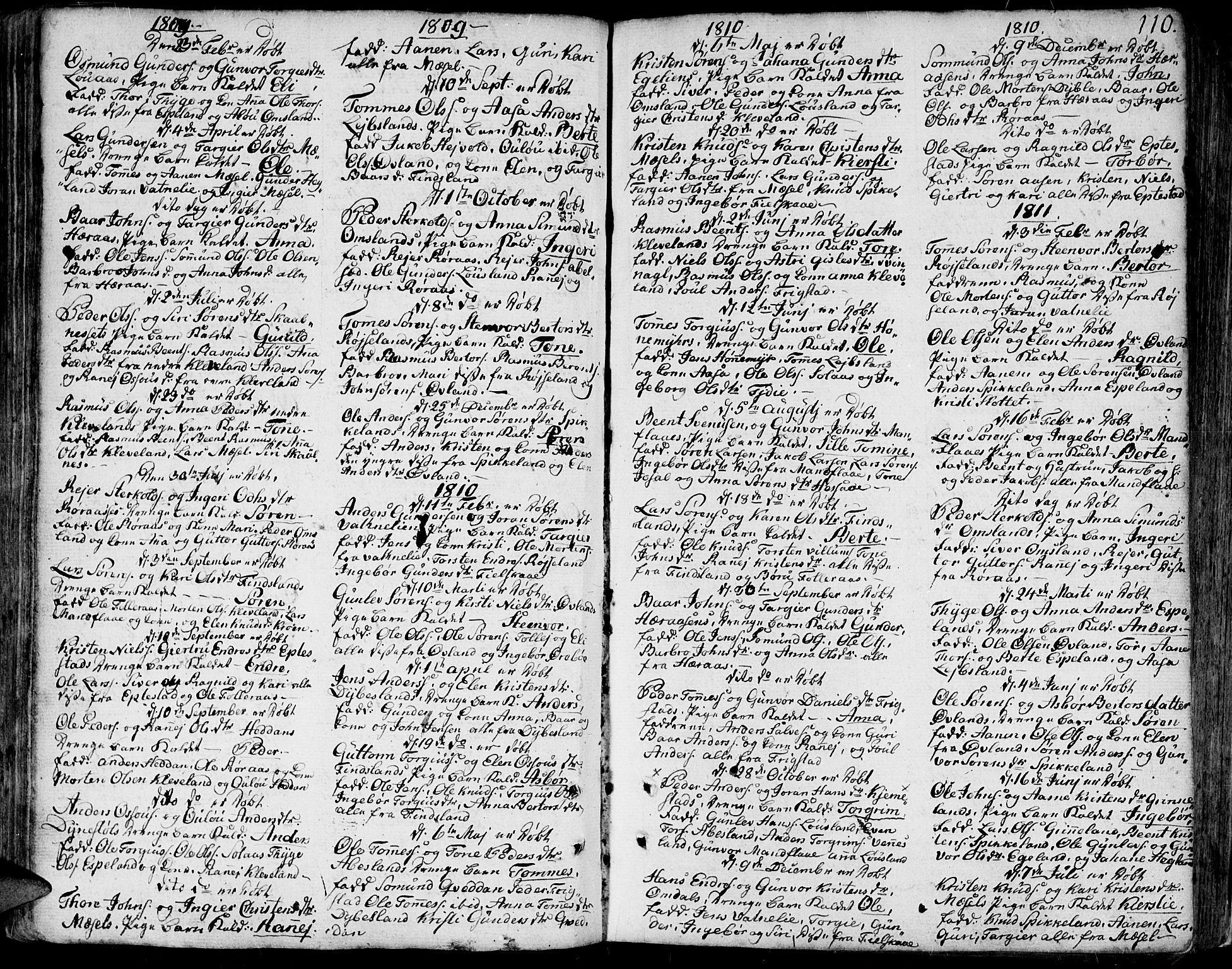 Bjelland sokneprestkontor, SAK/1111-0005/F/Fa/Faa/L0001: Parish register (official) no. A 1 /2, 1793-1815, p. 110