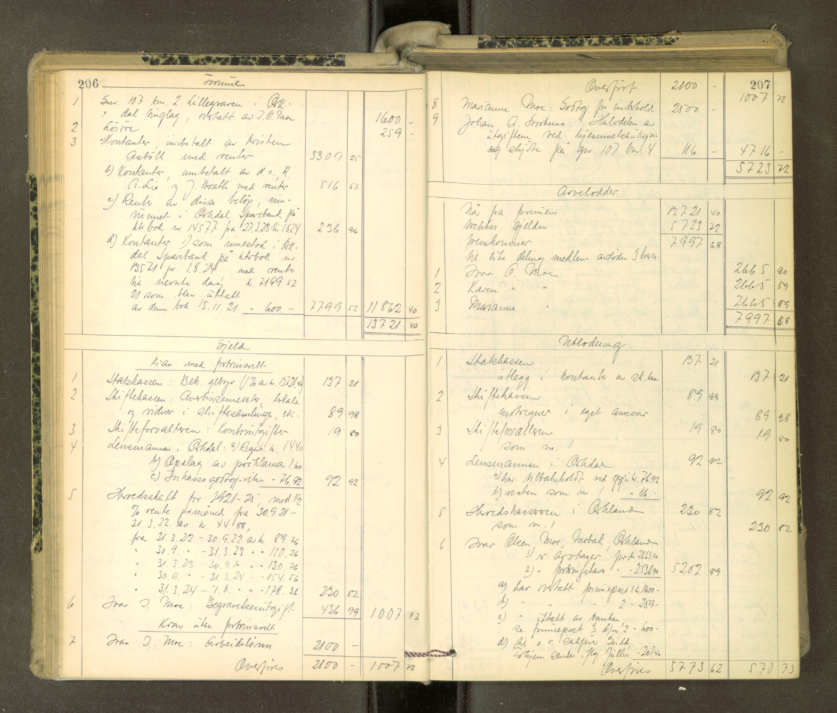 Orkdal sorenskriveri, AV/SAT-A-4169/1/3/3Aa/L0017: Skifteprotokoller, 1921-1929, p. 206-207