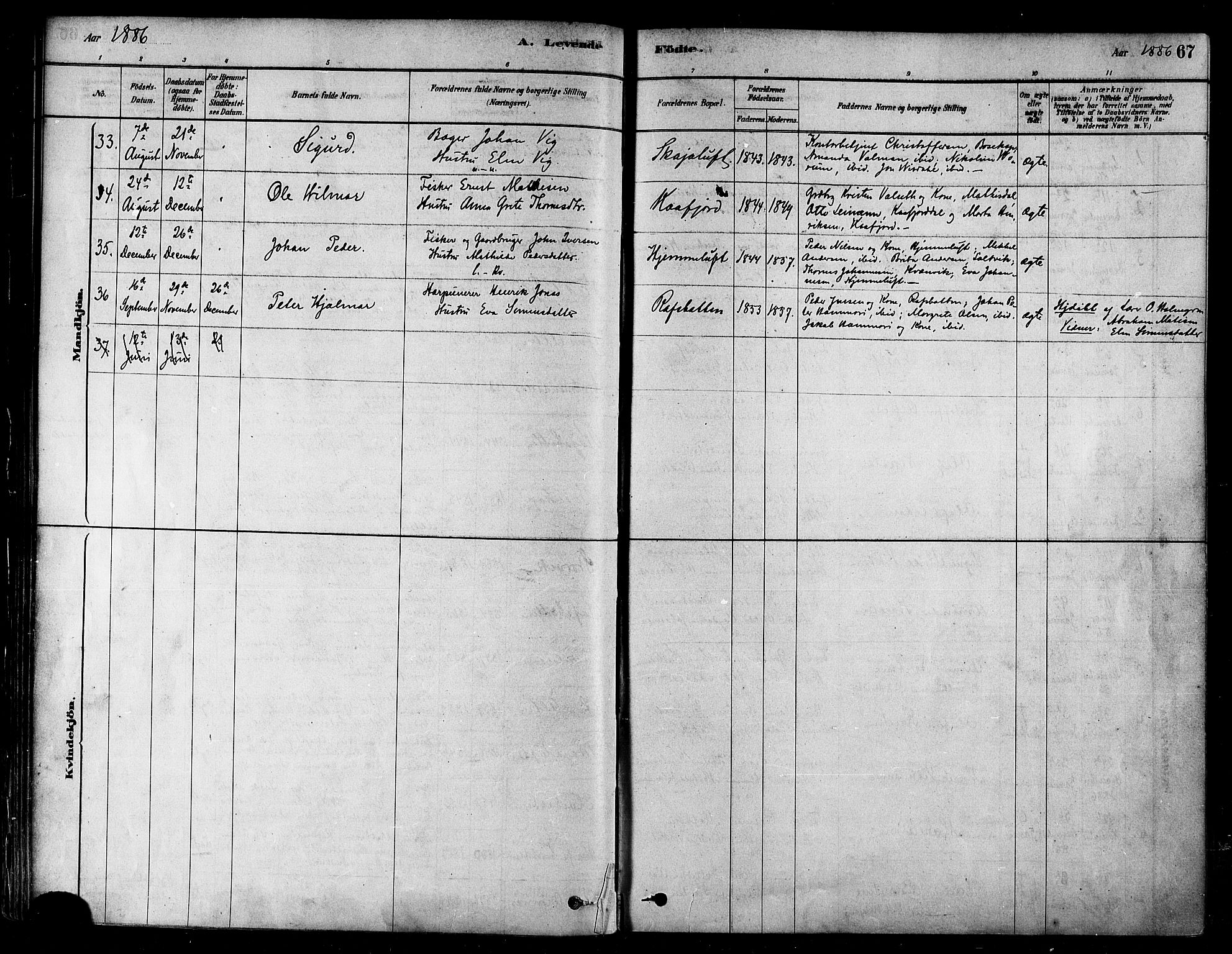 Alta sokneprestkontor, SATØ/S-1338/H/Ha/L0002.kirke: Parish register (official) no. 2, 1879-1892, p. 67