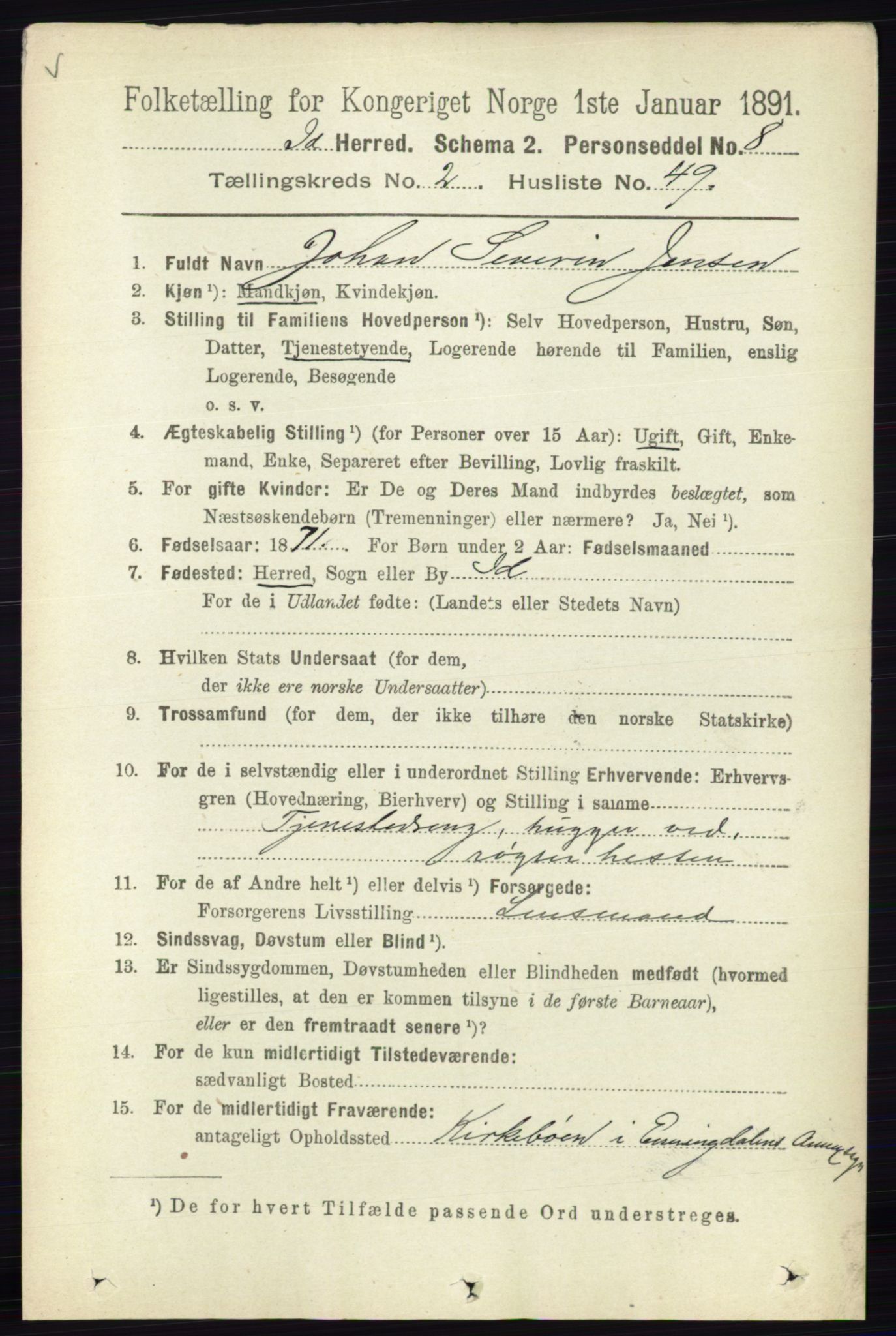 RA, 1891 census for 0117 Idd, 1891, p. 1522