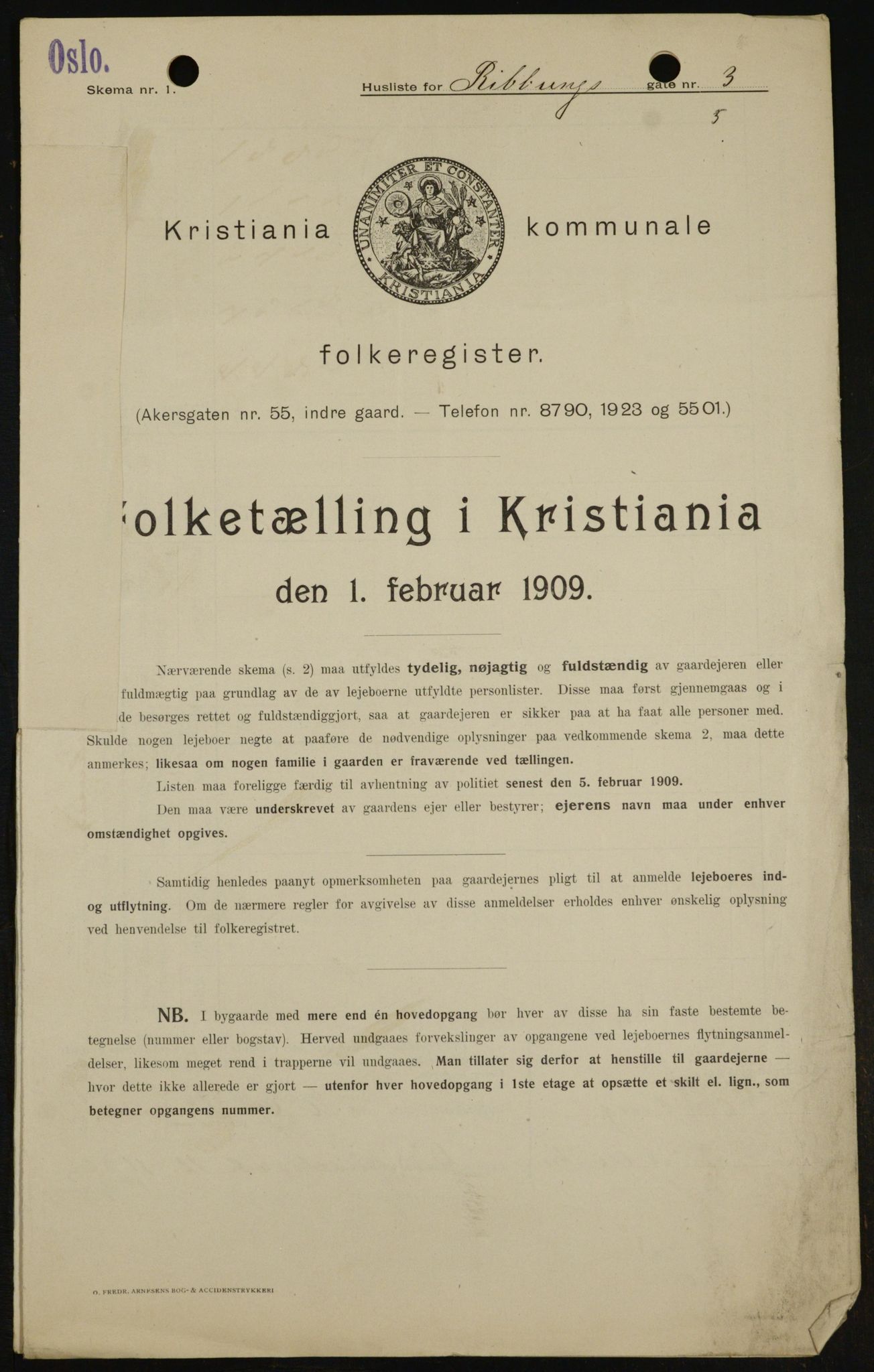 OBA, Municipal Census 1909 for Kristiania, 1909, p. 75216