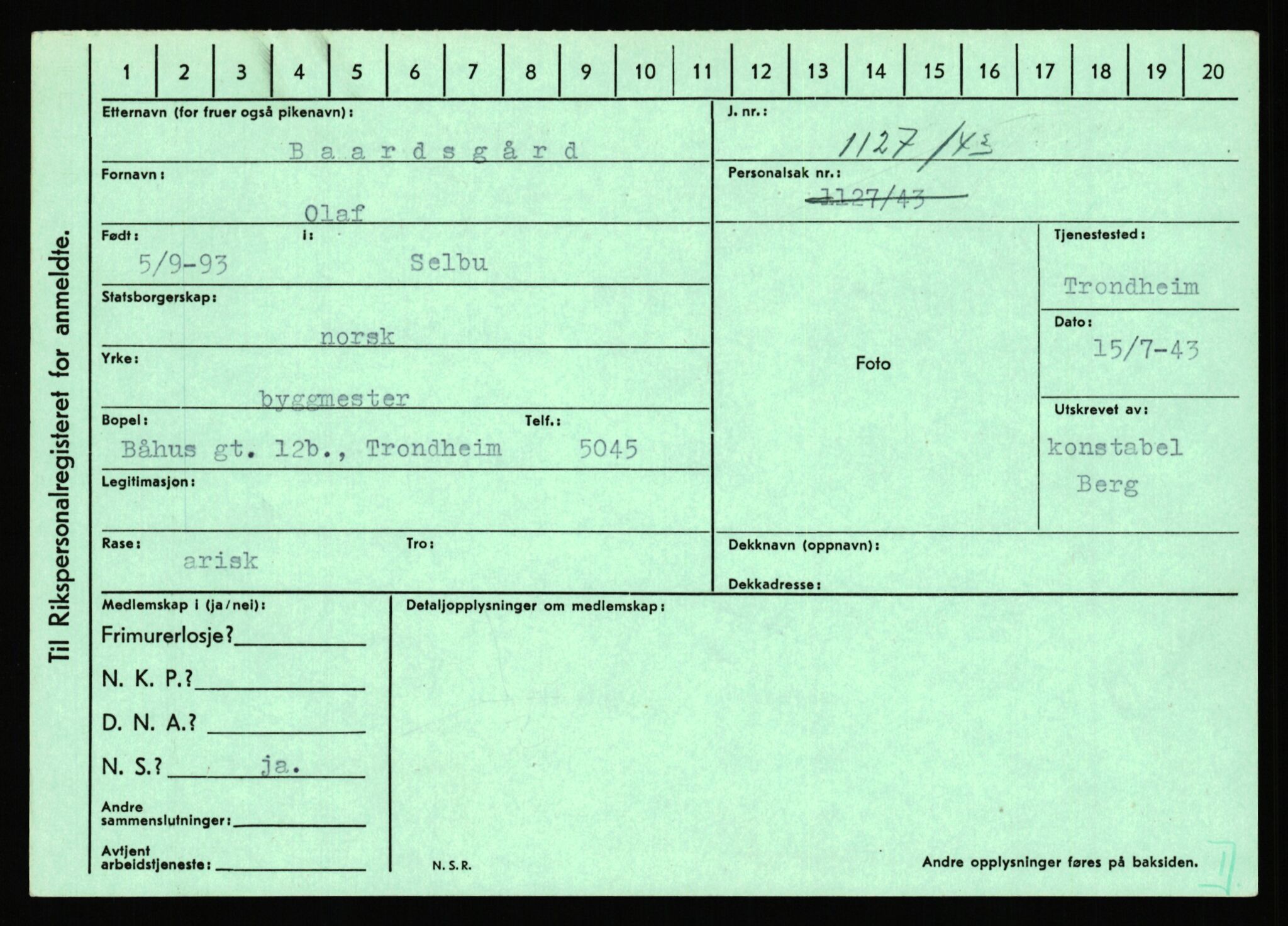 Statspolitiet - Hovedkontoret / Osloavdelingen, AV/RA-S-1329/C/Ca/L0002: Arneberg - Brand, 1943-1945, p. 879