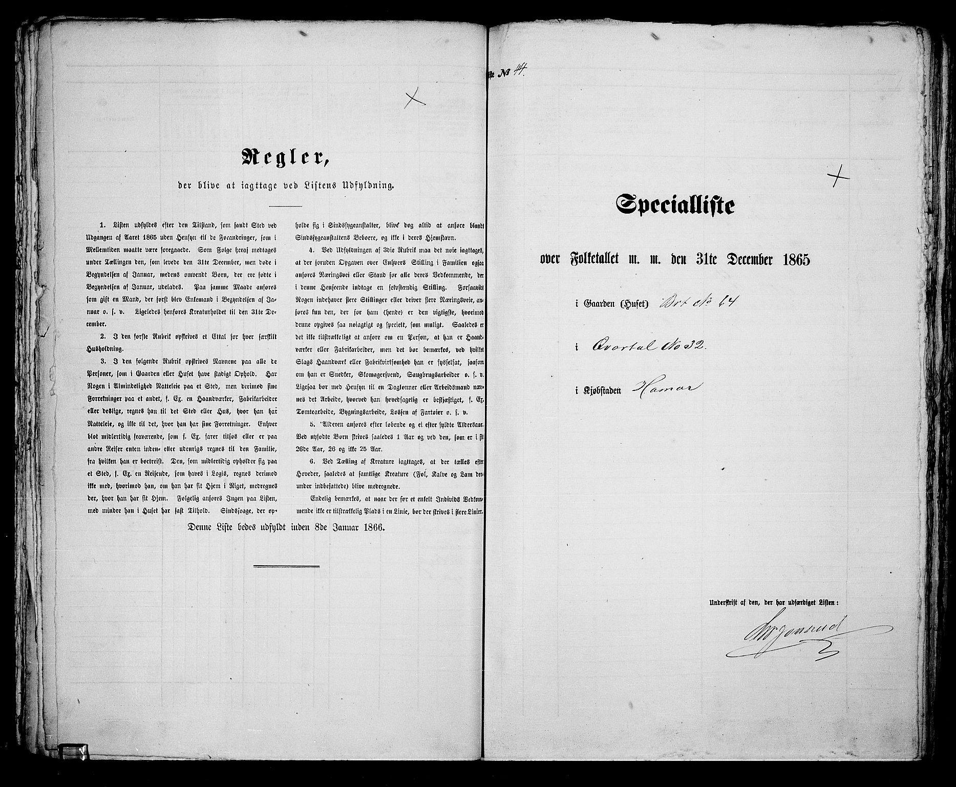 RA, 1865 census for Vang/Hamar, 1865, p. 96