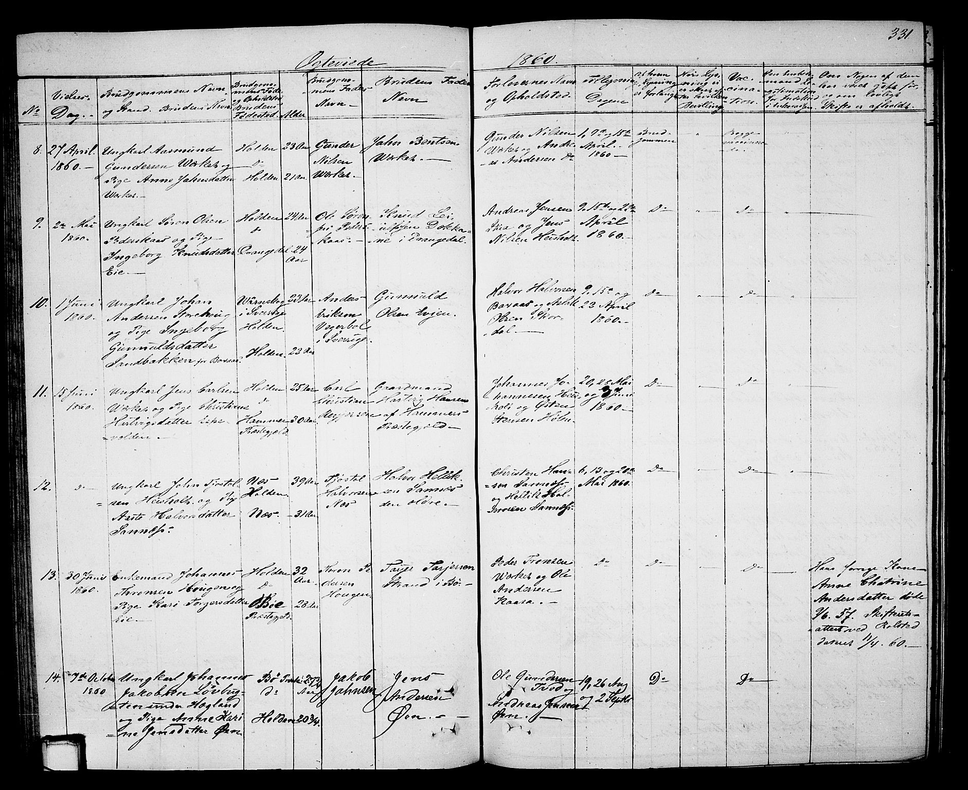 Holla kirkebøker, SAKO/A-272/G/Ga/L0003: Parish register (copy) no. I 3, 1849-1866, p. 331