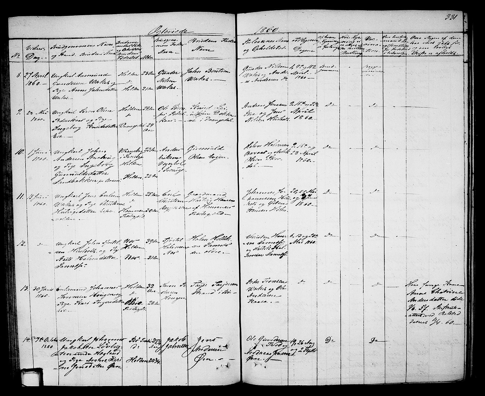 Holla kirkebøker, AV/SAKO-A-272/G/Ga/L0003: Parish register (copy) no. I 3, 1849-1866, p. 331