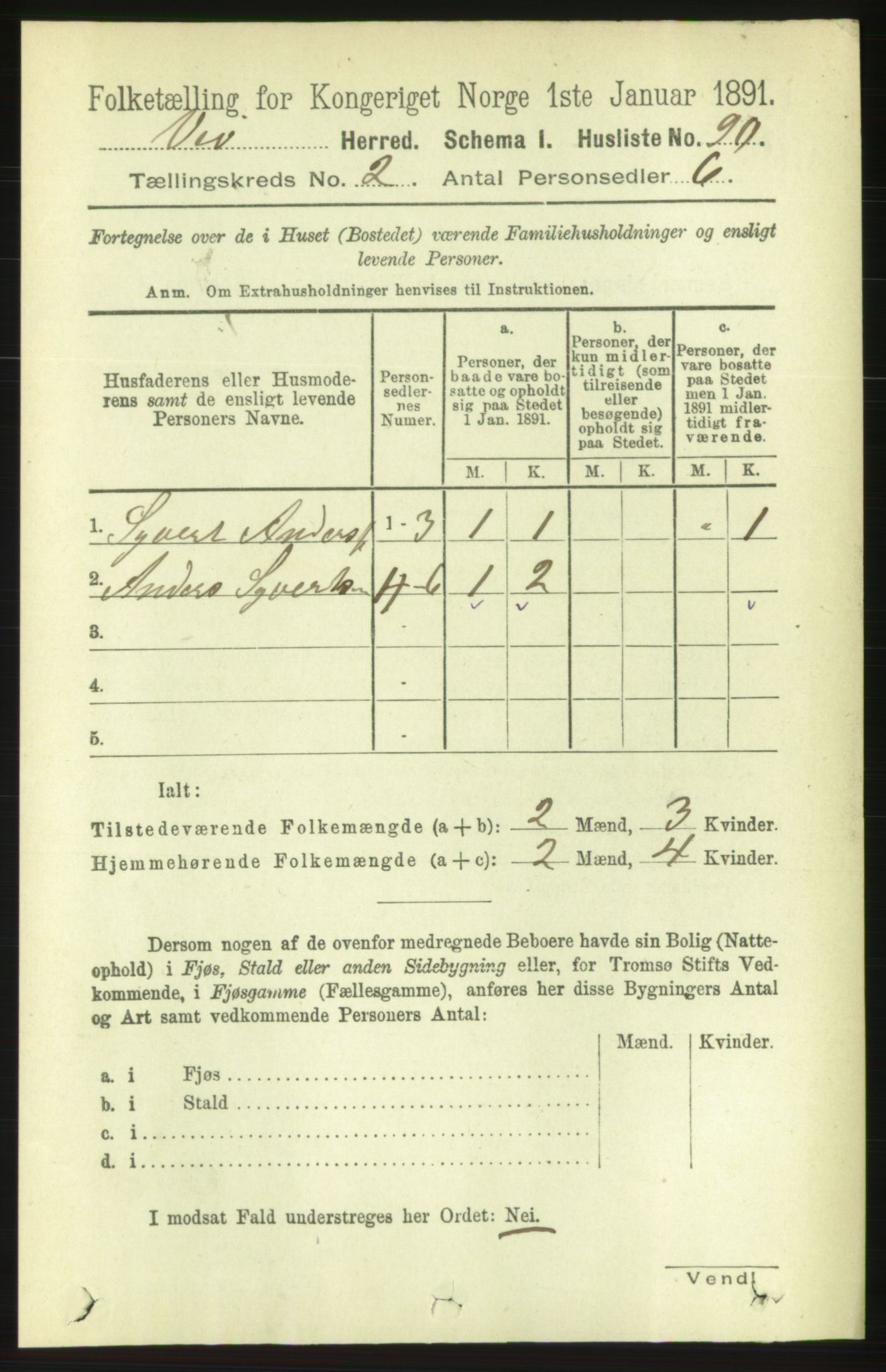 RA, 1891 census for 1541 Veøy, 1891, p. 741