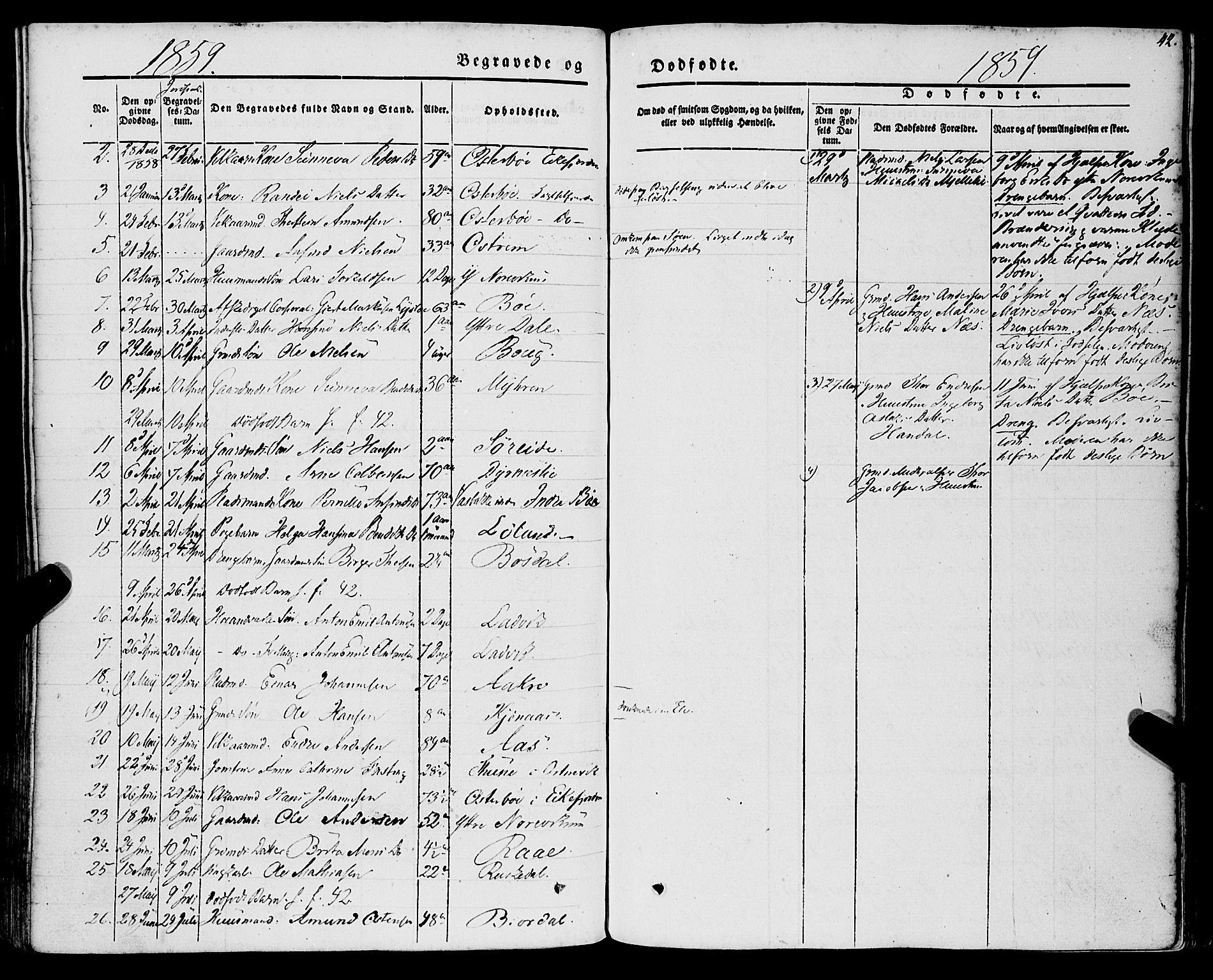 Lavik sokneprestembete, SAB/A-80901: Parish register (official) no. A 3, 1843-1863, p. 42