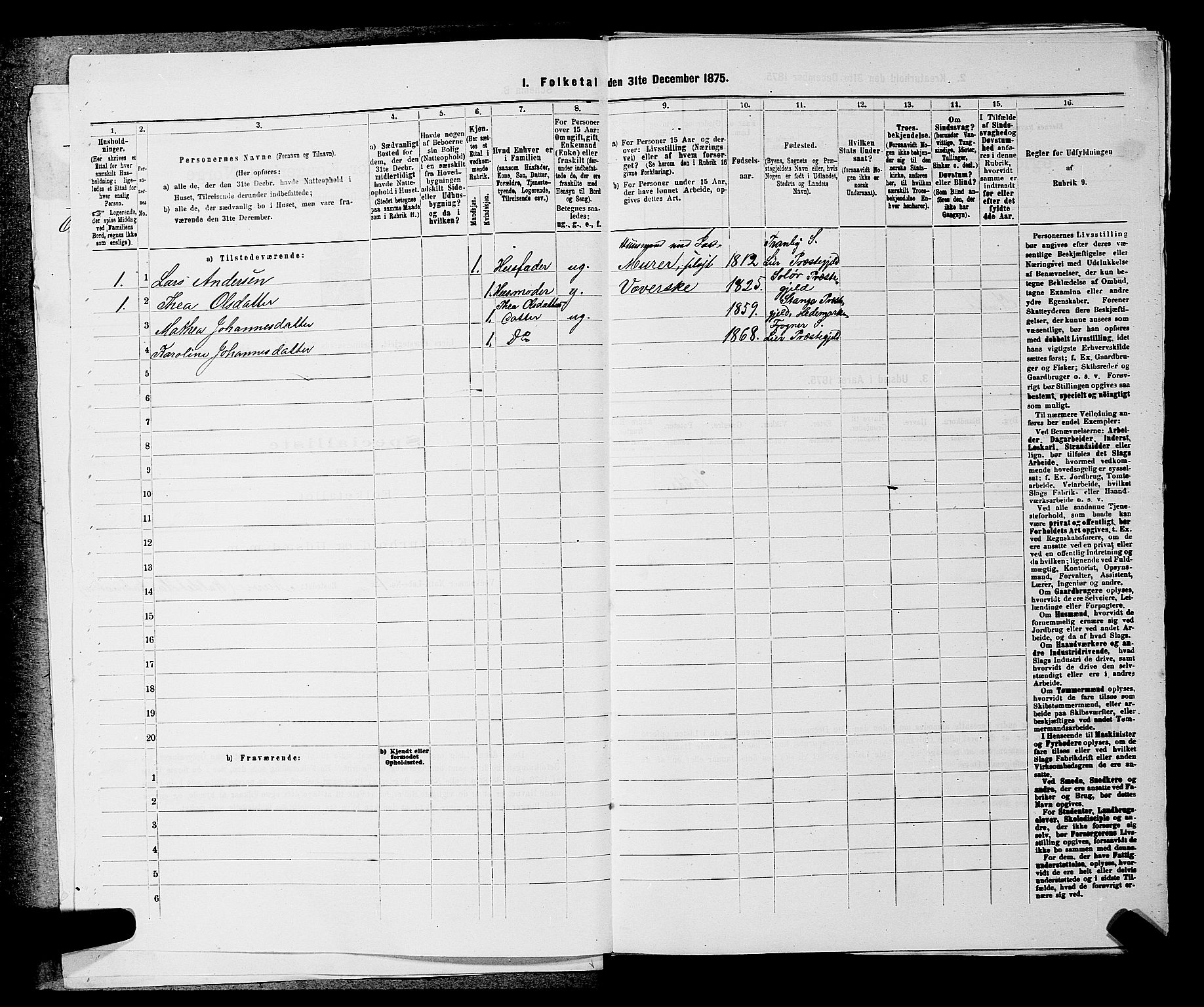 SAKO, 1875 census for 0626P Lier, 1875, p. 1612