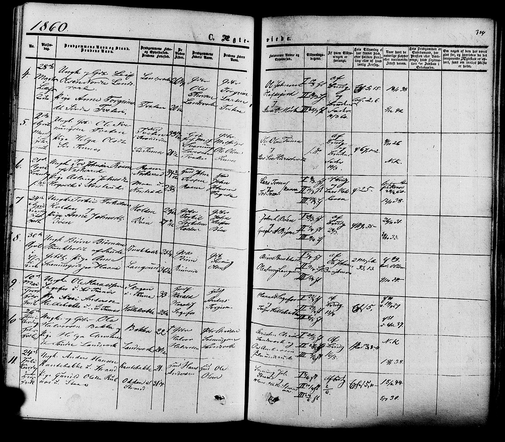 Heddal kirkebøker, SAKO/A-268/F/Fa/L0007: Parish register (official) no. I 7, 1855-1877, p. 324