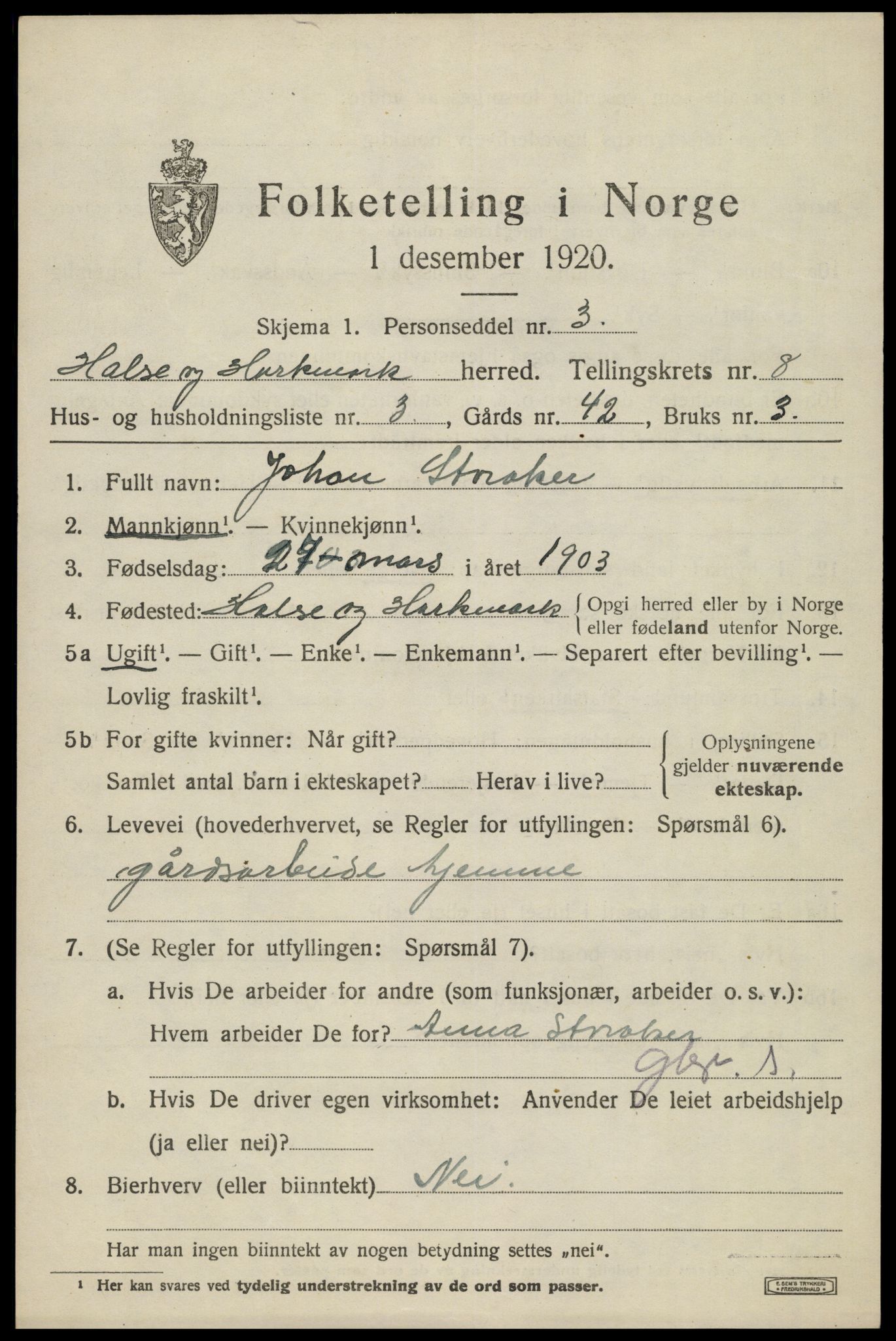 SAK, 1920 census for Halse og Harkmark, 1920, p. 4375