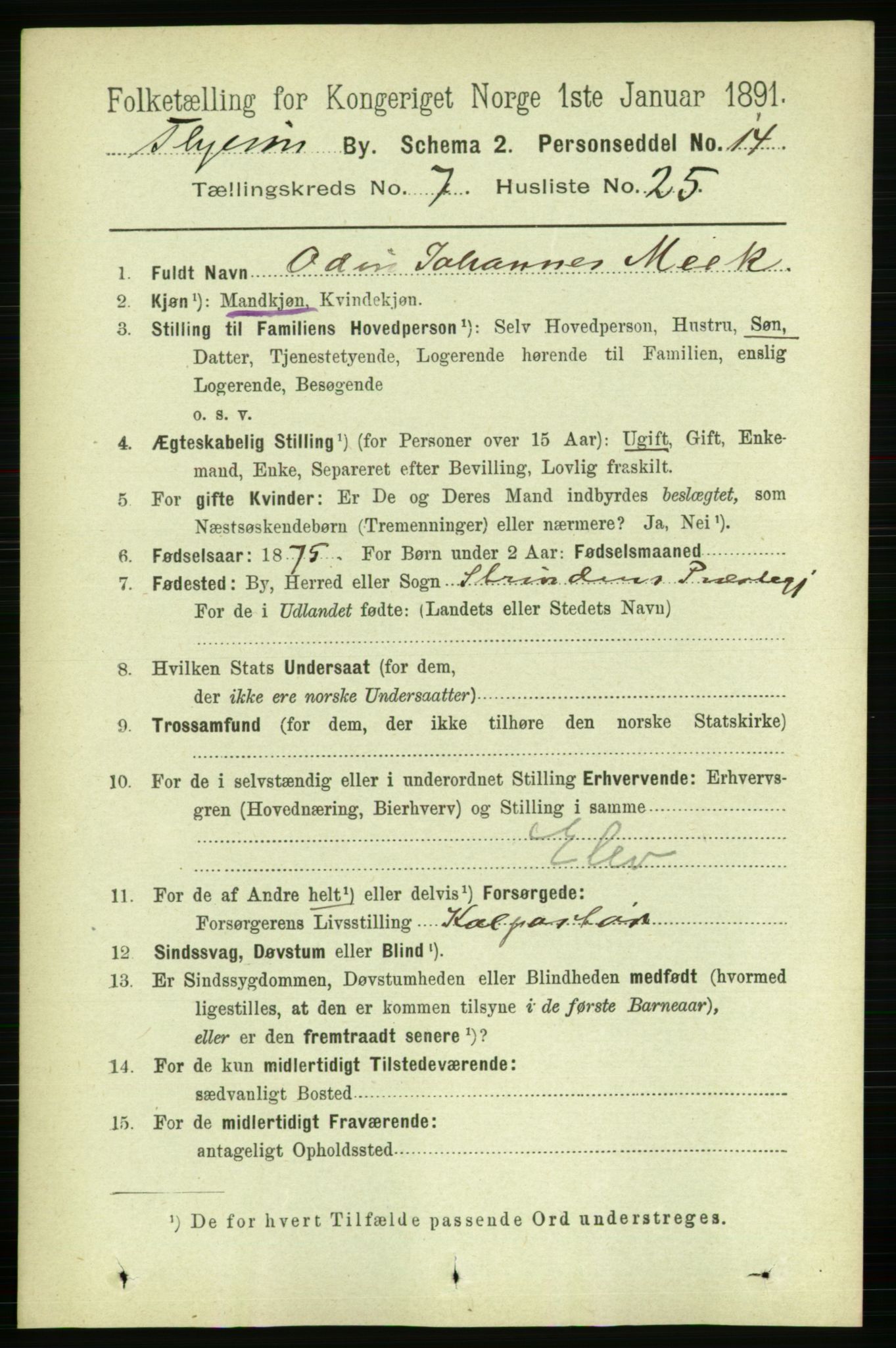 RA, 1891 census for 1601 Trondheim, 1891, p. 6260