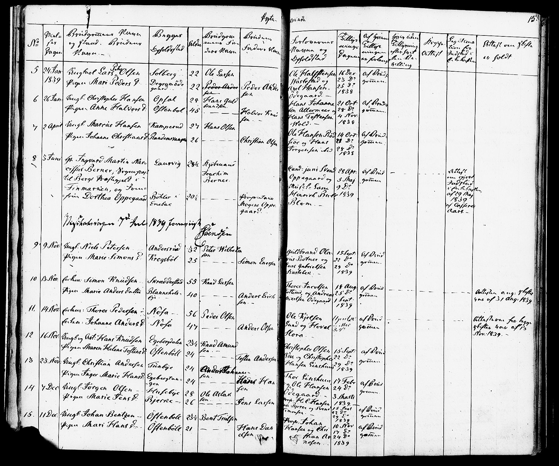 Enebakk prestekontor Kirkebøker, SAO/A-10171c/F/Fa/L0012: Parish register (official) no. I 12, 1832-1882, p. 15