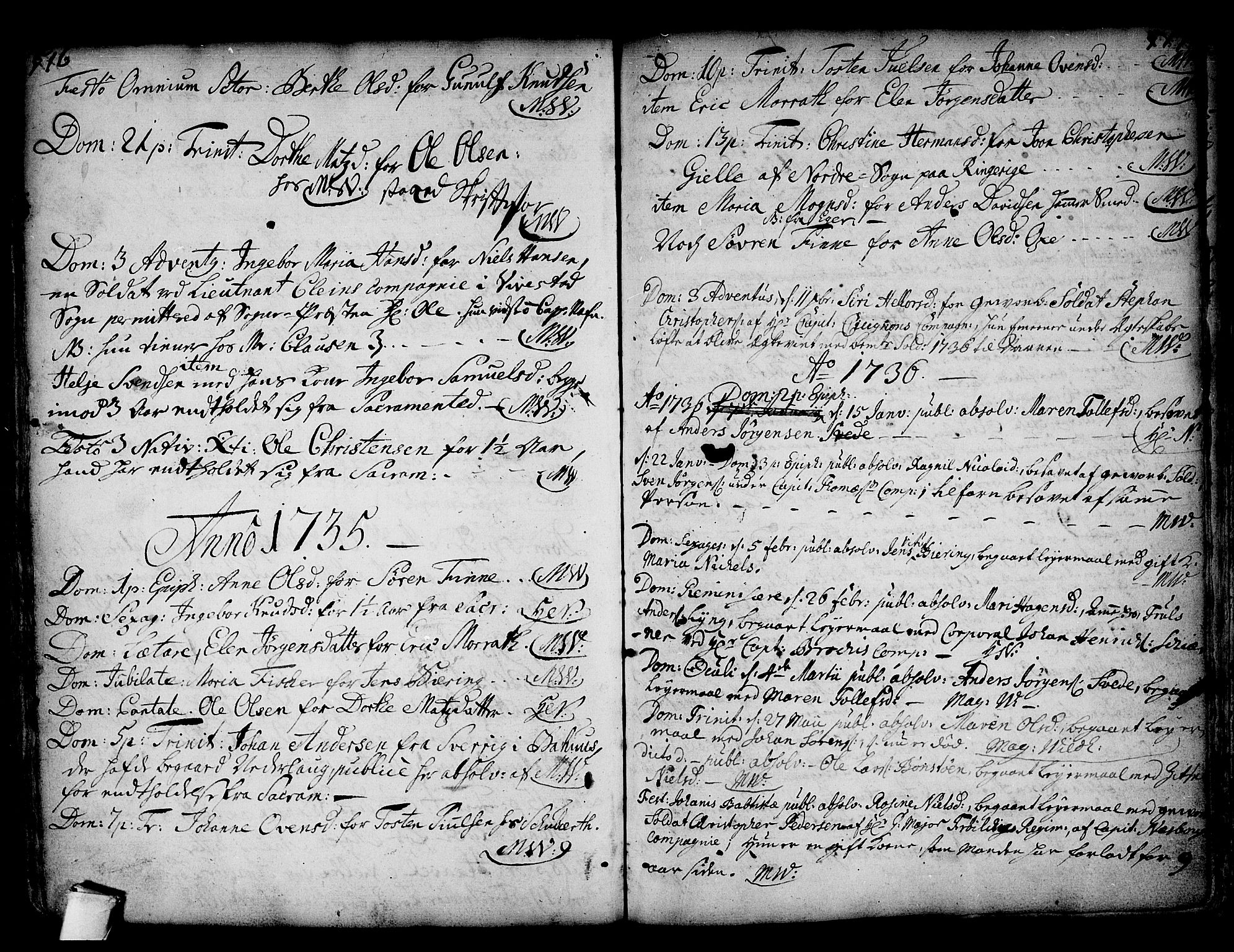 Kongsberg kirkebøker, SAKO/A-22/F/Fa/L0002: Parish register (official) no. I 2, 1721-1743, p. 516-517