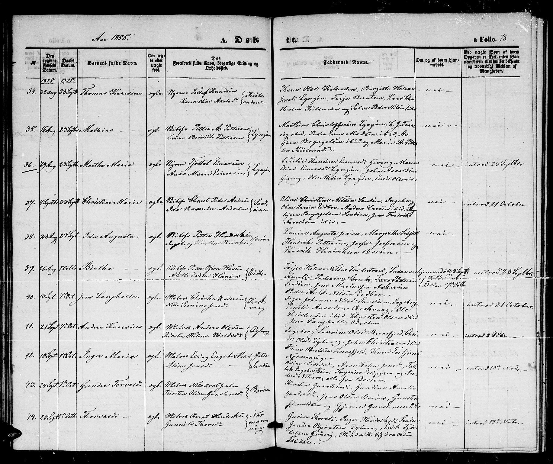 Dypvåg sokneprestkontor, AV/SAK-1111-0007/F/Fb/Fba/L0010: Parish register (copy) no. B 10, 1842-1857, p. 78