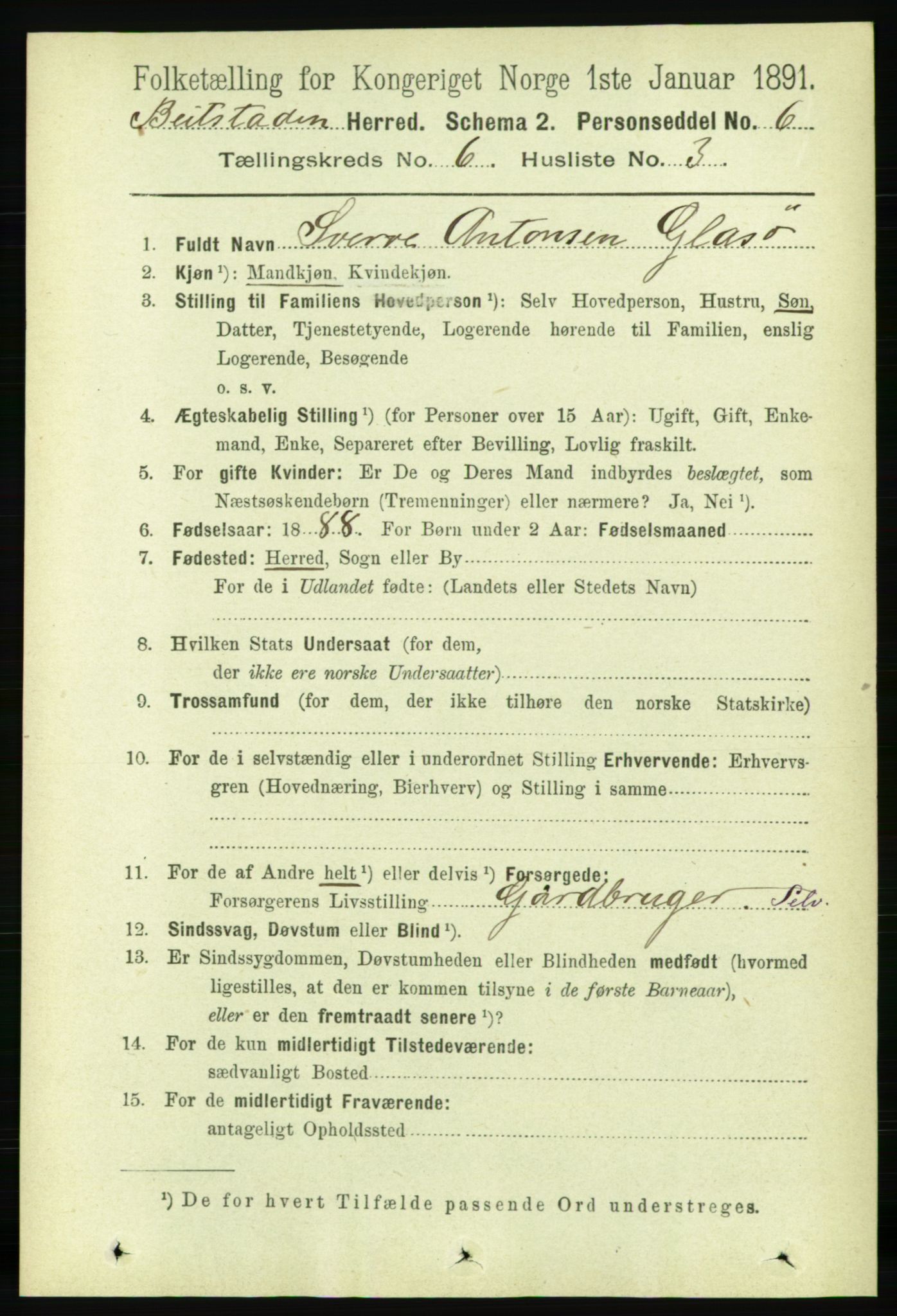 RA, 1891 census for 1727 Beitstad, 1891, p. 1552