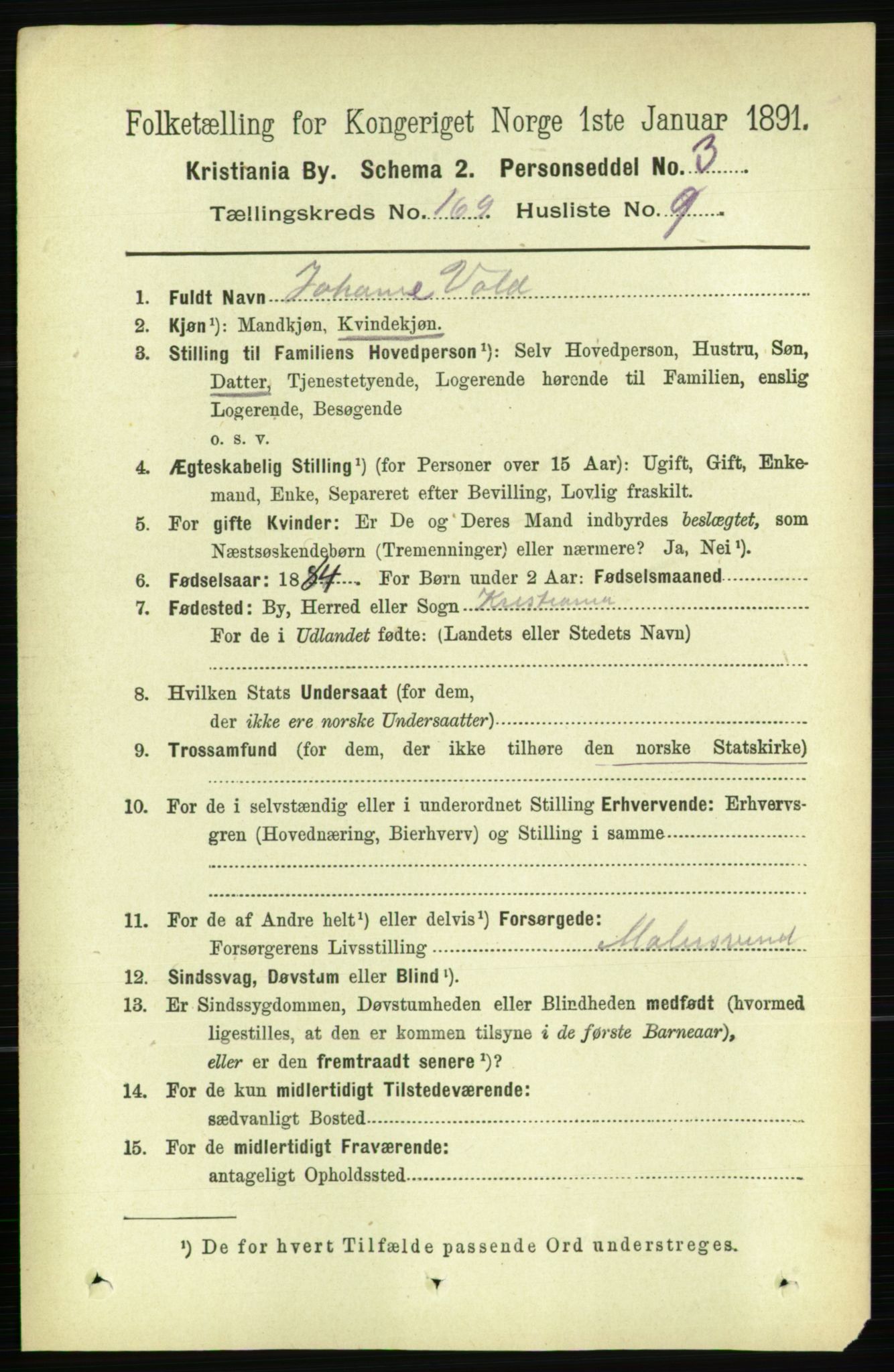 RA, 1891 census for 0301 Kristiania, 1891, p. 99048