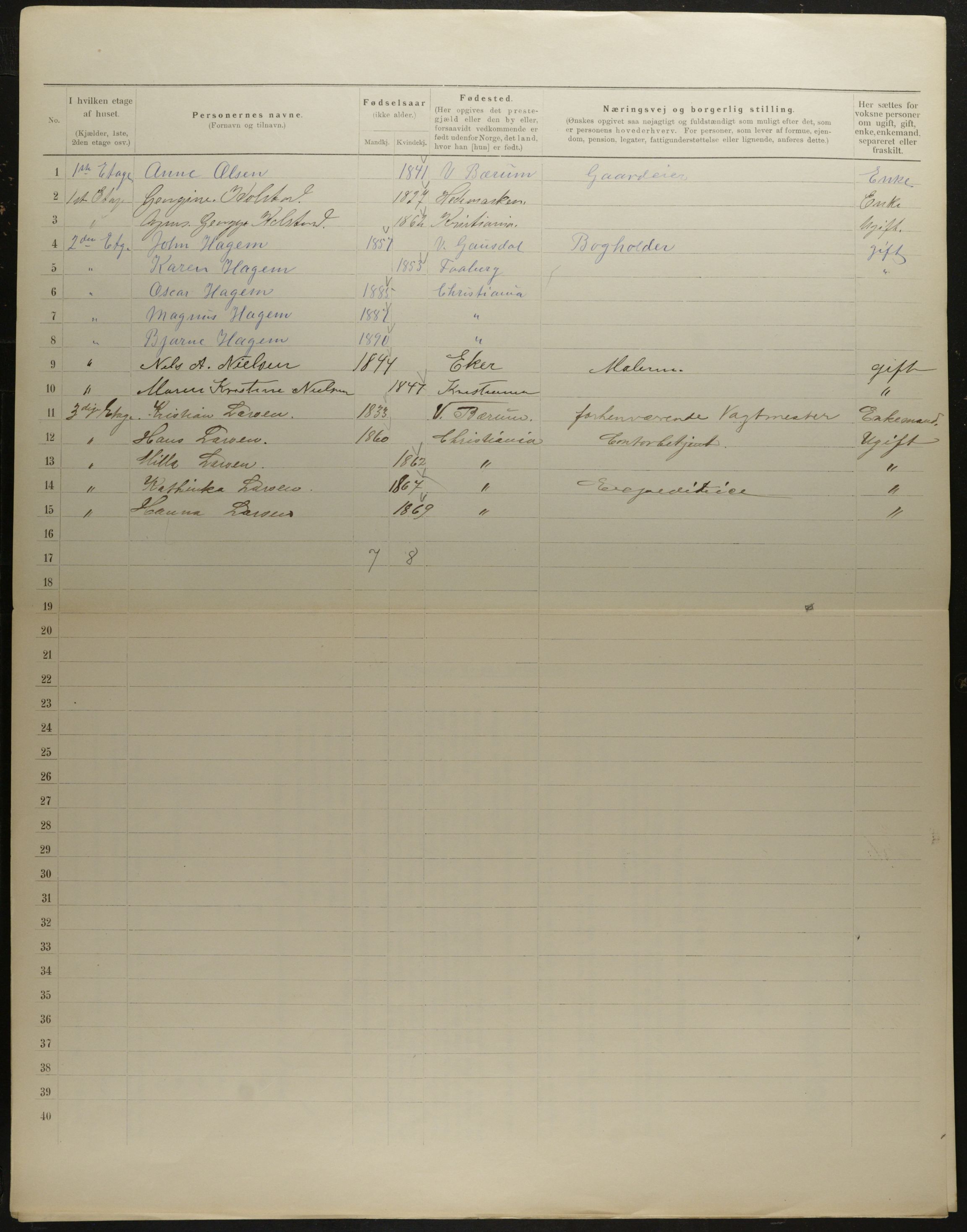 OBA, Municipal Census 1901 for Kristiania, 1901, p. 7986