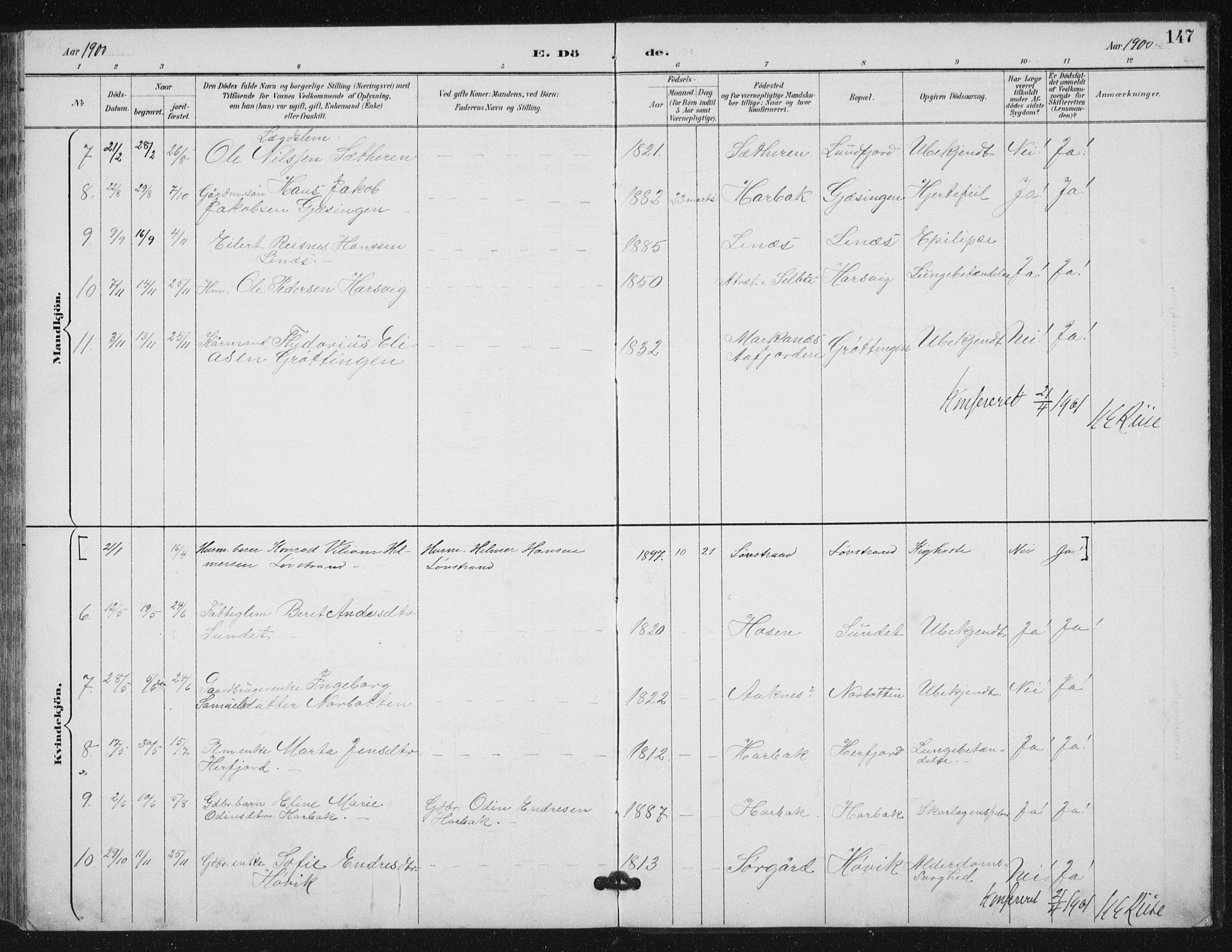 Ministerialprotokoller, klokkerbøker og fødselsregistre - Sør-Trøndelag, AV/SAT-A-1456/656/L0698: Parish register (copy) no. 656C04, 1890-1904, p. 147