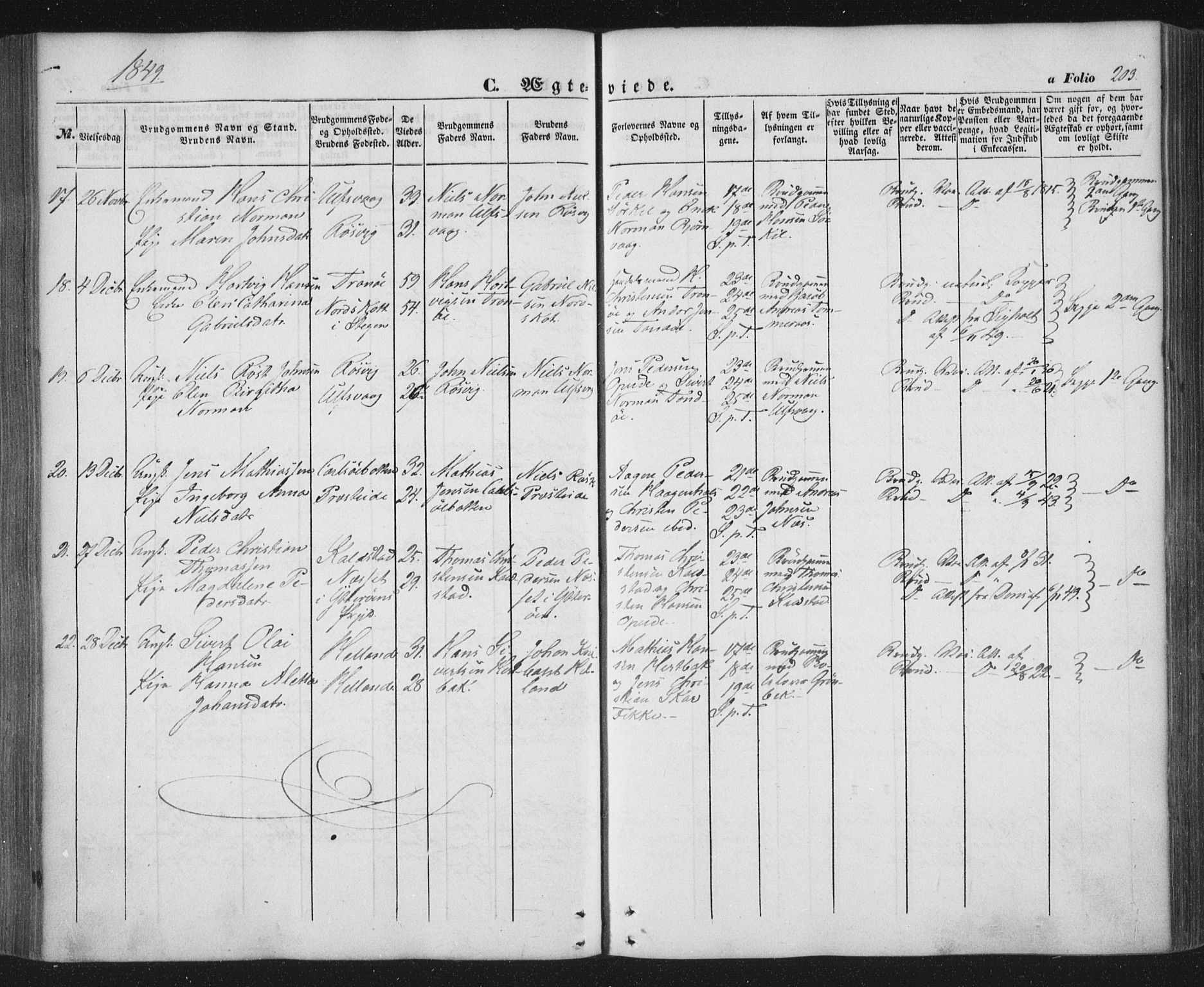 Ministerialprotokoller, klokkerbøker og fødselsregistre - Nordland, AV/SAT-A-1459/859/L0844: Parish register (official) no. 859A04, 1849-1862, p. 203