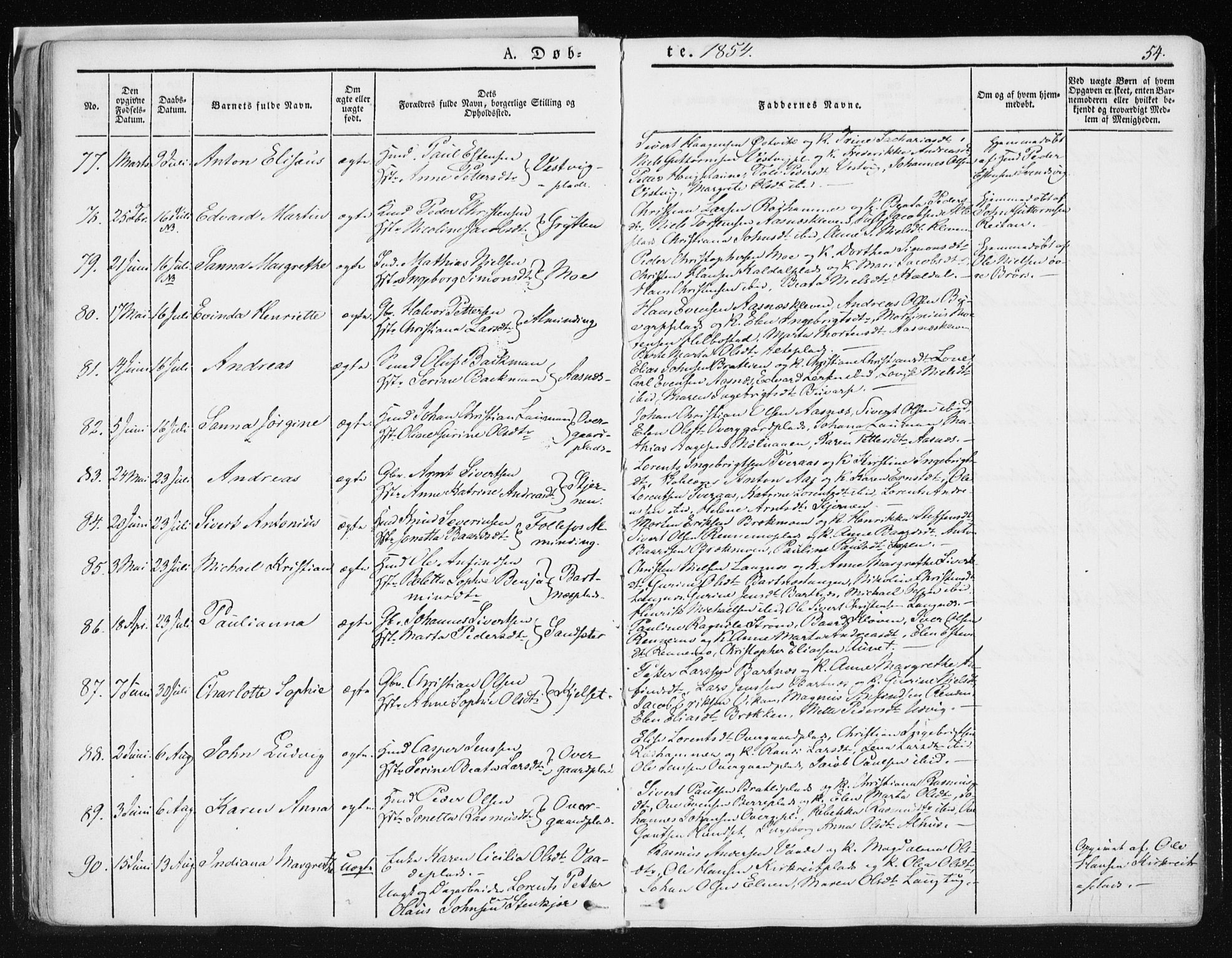 Ministerialprotokoller, klokkerbøker og fødselsregistre - Nord-Trøndelag, SAT/A-1458/741/L0393: Parish register (official) no. 741A07, 1849-1863, p. 54