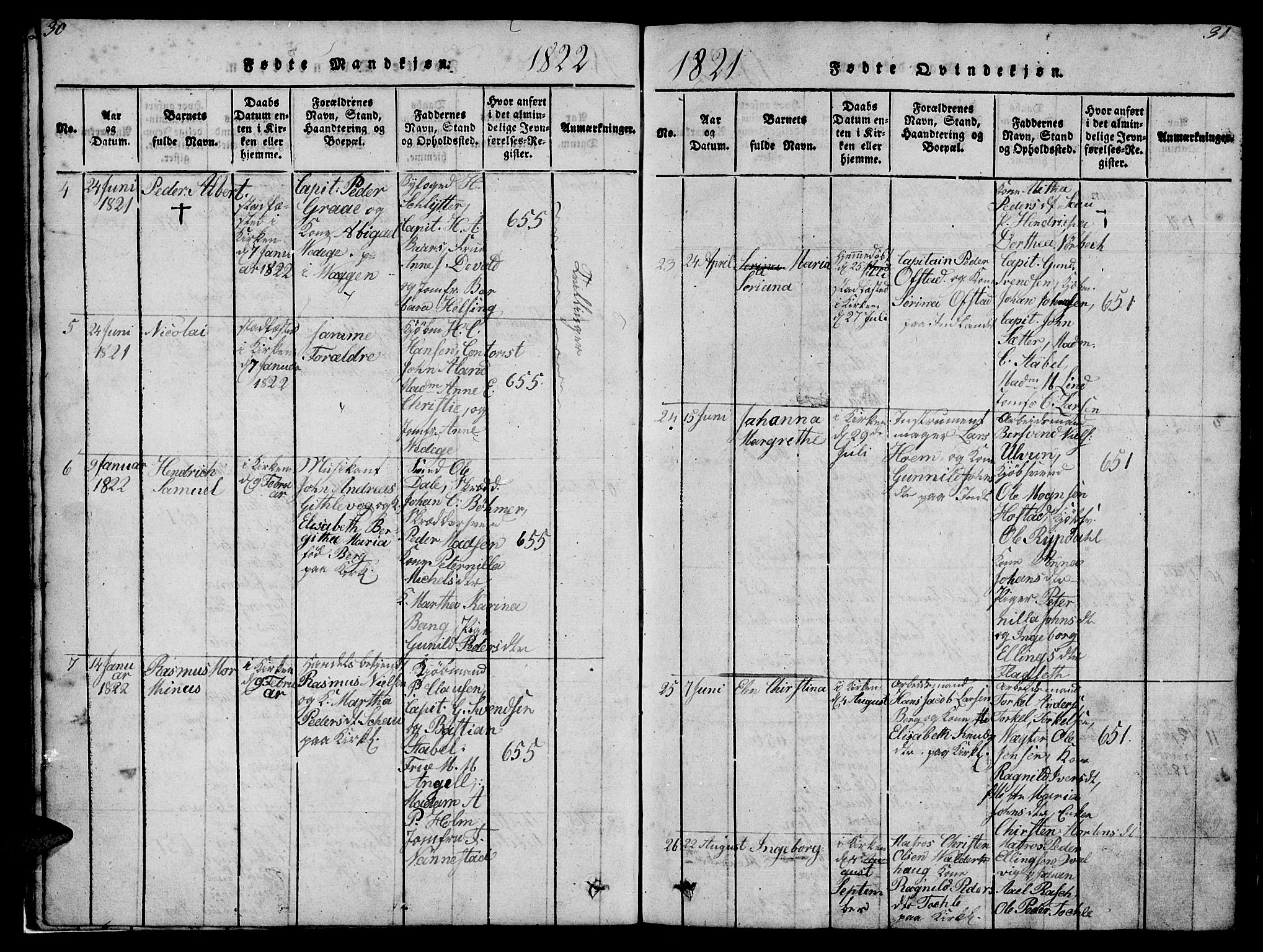 Ministerialprotokoller, klokkerbøker og fødselsregistre - Møre og Romsdal, SAT/A-1454/572/L0856: Parish register (copy) no. 572C01, 1819-1832, p. 30-31