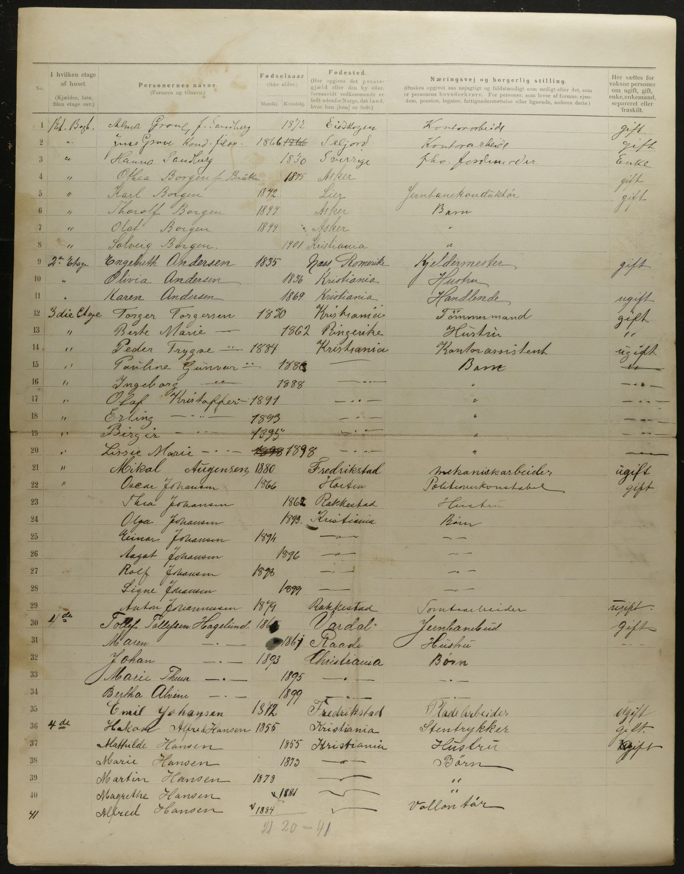 OBA, Municipal Census 1901 for Kristiania, 1901, p. 6640