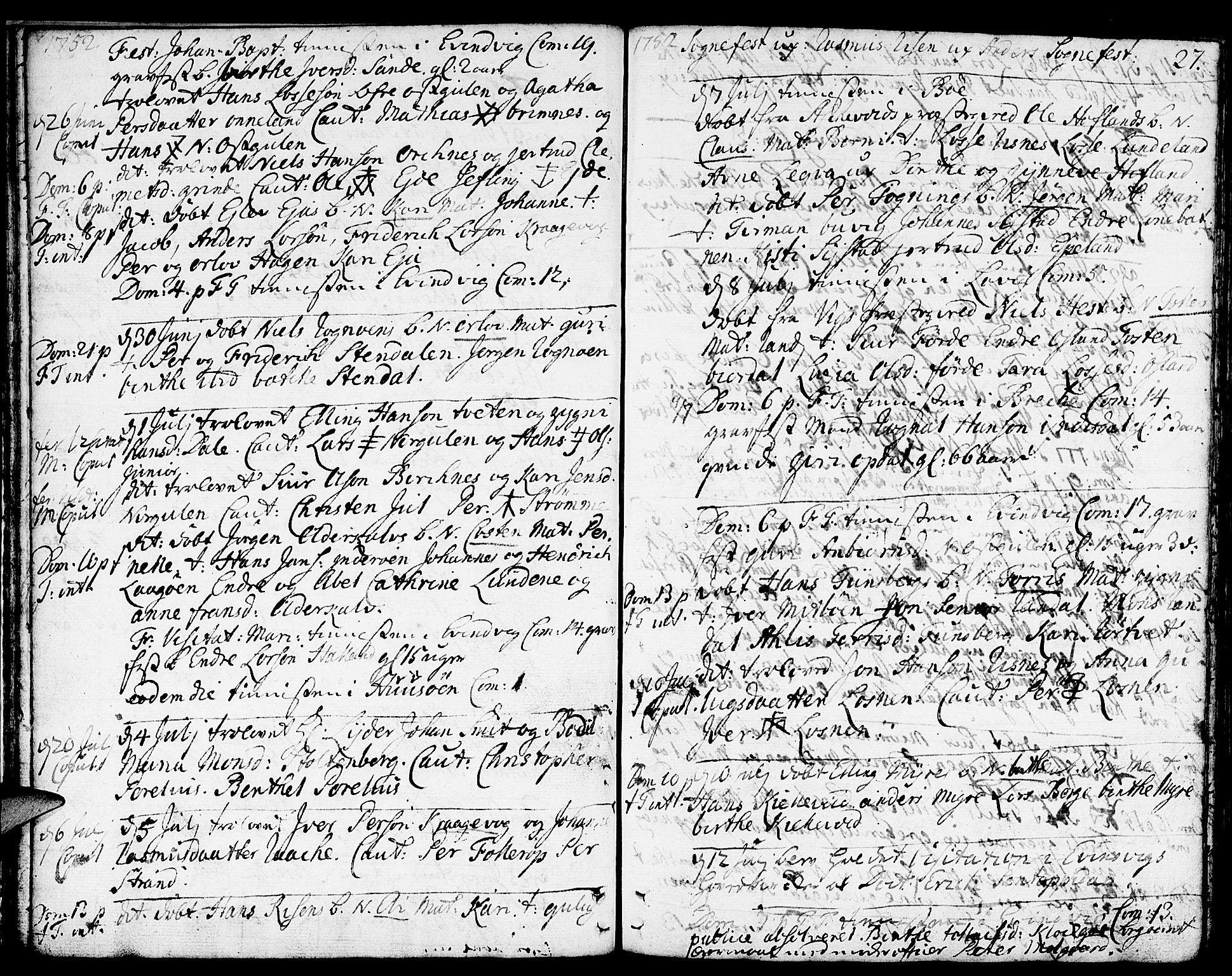 Gulen sokneprestembete, SAB/A-80201/H/Haa/Haaa/L0012: Parish register (official) no. A 12, 1749-1776, p. 27