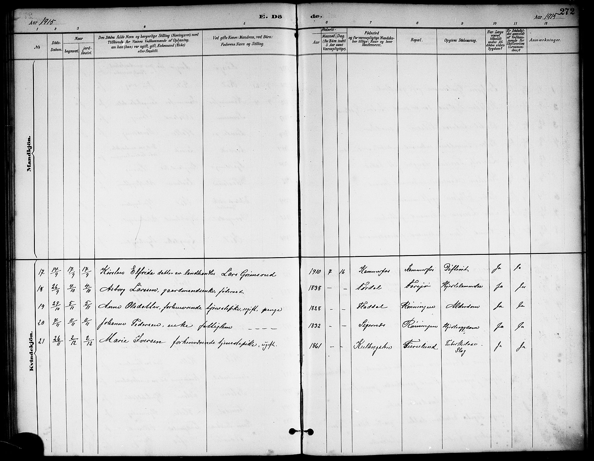 Sannidal kirkebøker, AV/SAKO-A-296/G/Ga/L0003: Parish register (copy) no. 3, 1887-1922, p. 272