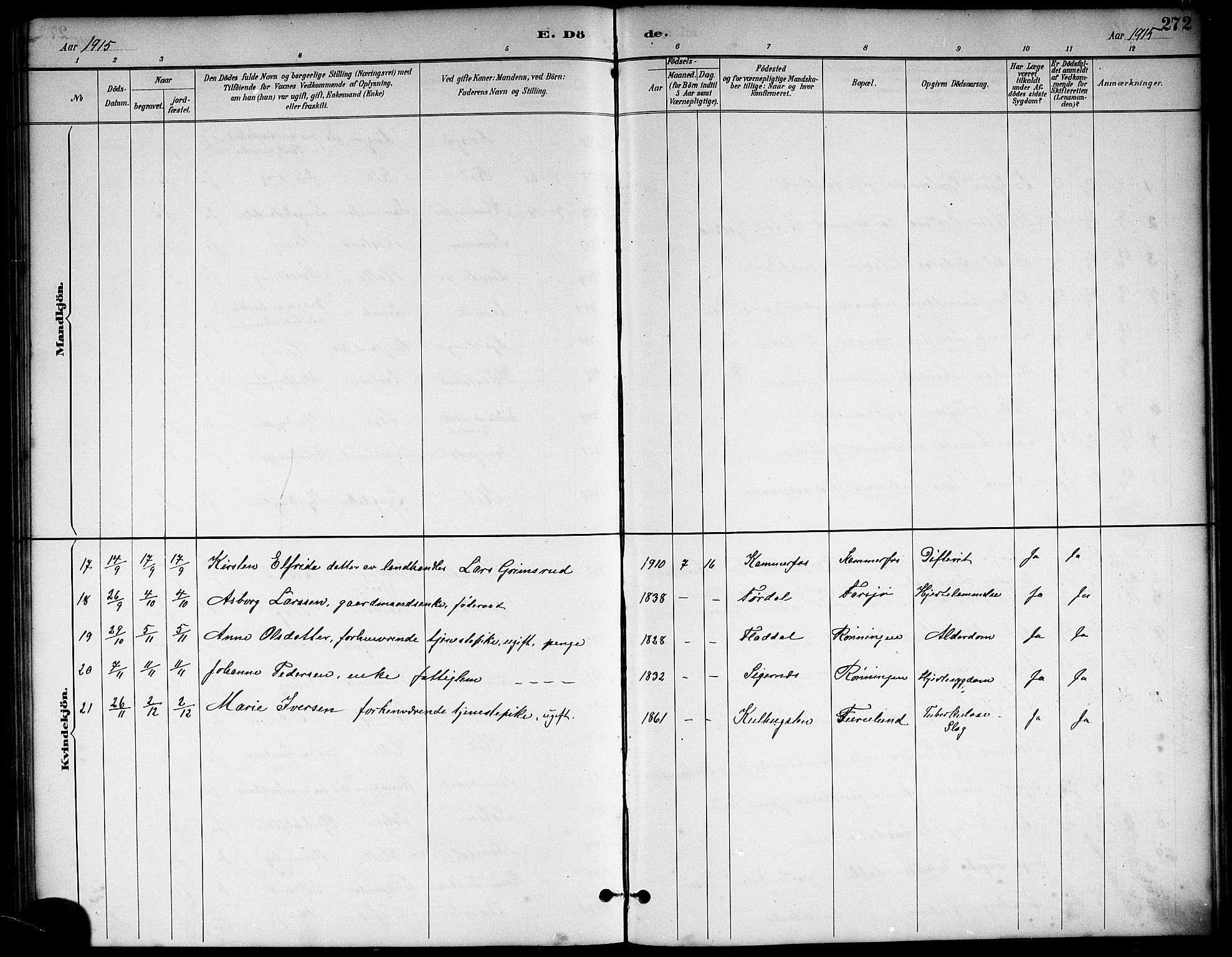 Sannidal kirkebøker, SAKO/A-296/G/Ga/L0003: Parish register (copy) no. 3, 1887-1922, p. 272