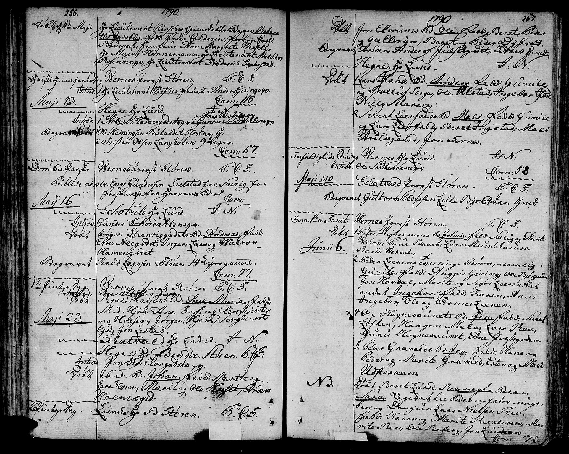 Ministerialprotokoller, klokkerbøker og fødselsregistre - Nord-Trøndelag, SAT/A-1458/709/L0059: Parish register (official) no. 709A06, 1781-1797, p. 256-257