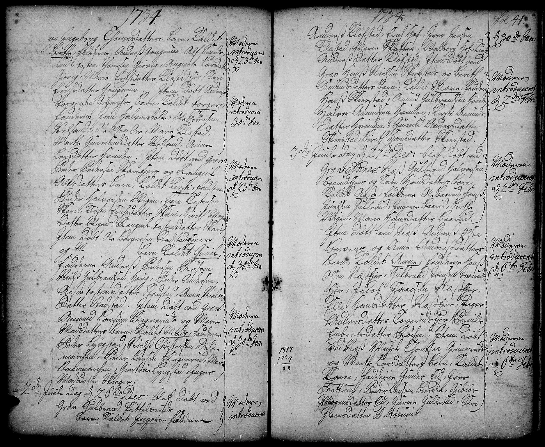 Gran prestekontor, AV/SAH-PREST-112/H/Ha/Haa/L0002: Parish register (official) no. 2, 1732-1744, p. 41