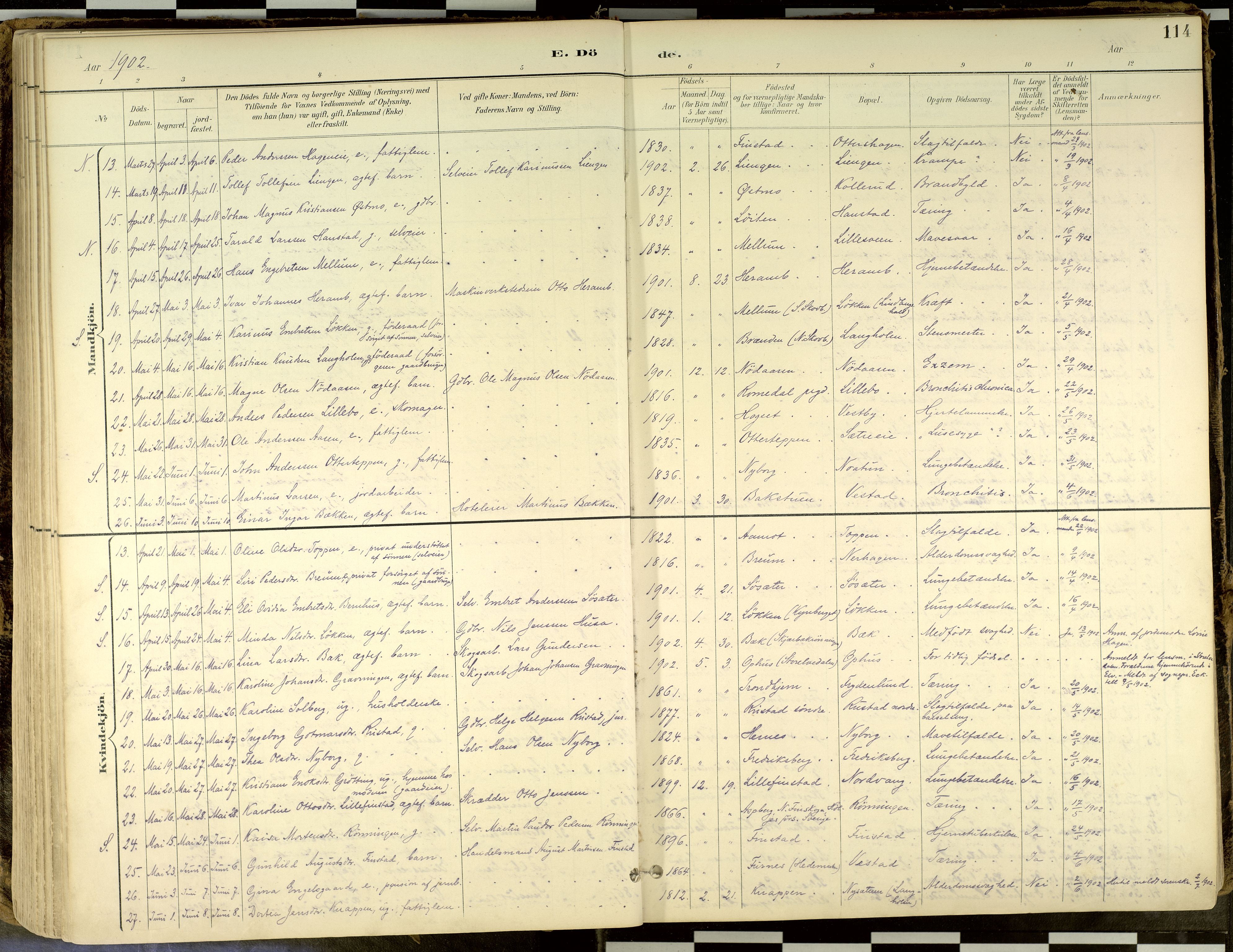 Elverum prestekontor, SAH/PREST-044/H/Ha/Haa/L0018: Parish register (official) no. 18, 1894-1914, p. 114