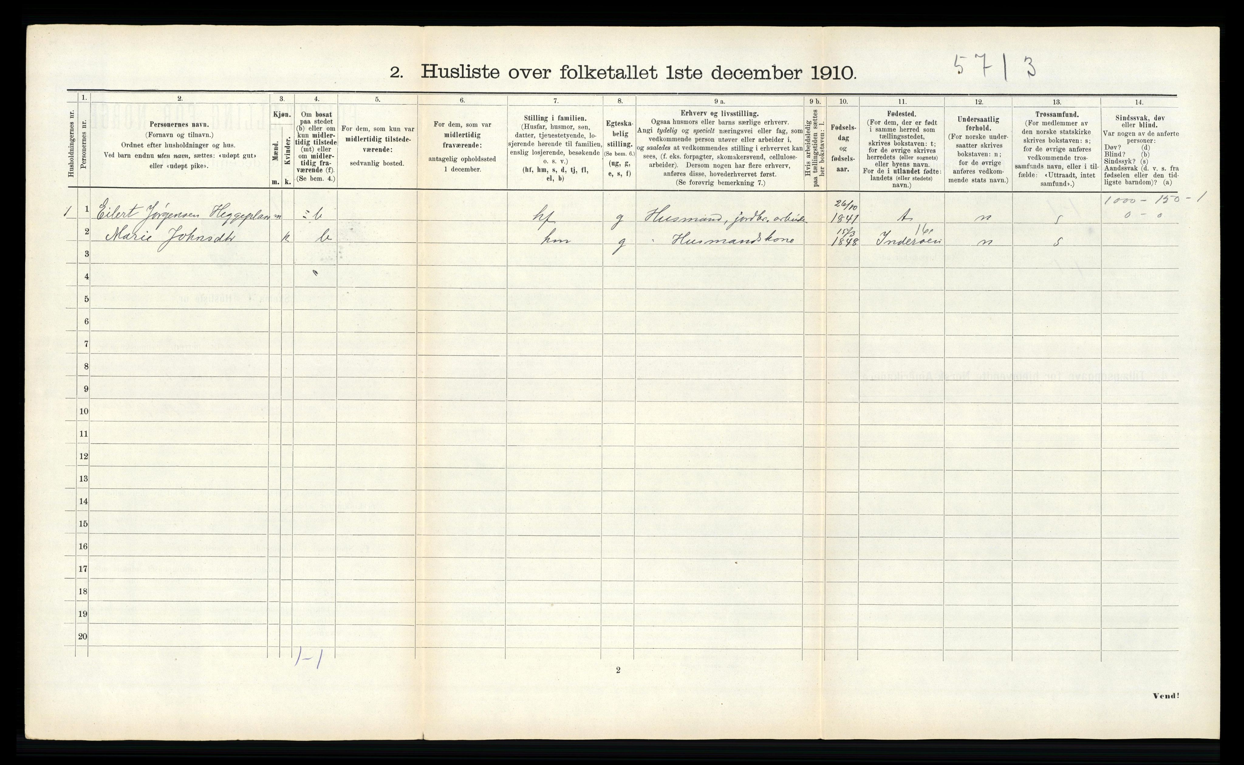 RA, 1910 census for Egge, 1910, p. 174