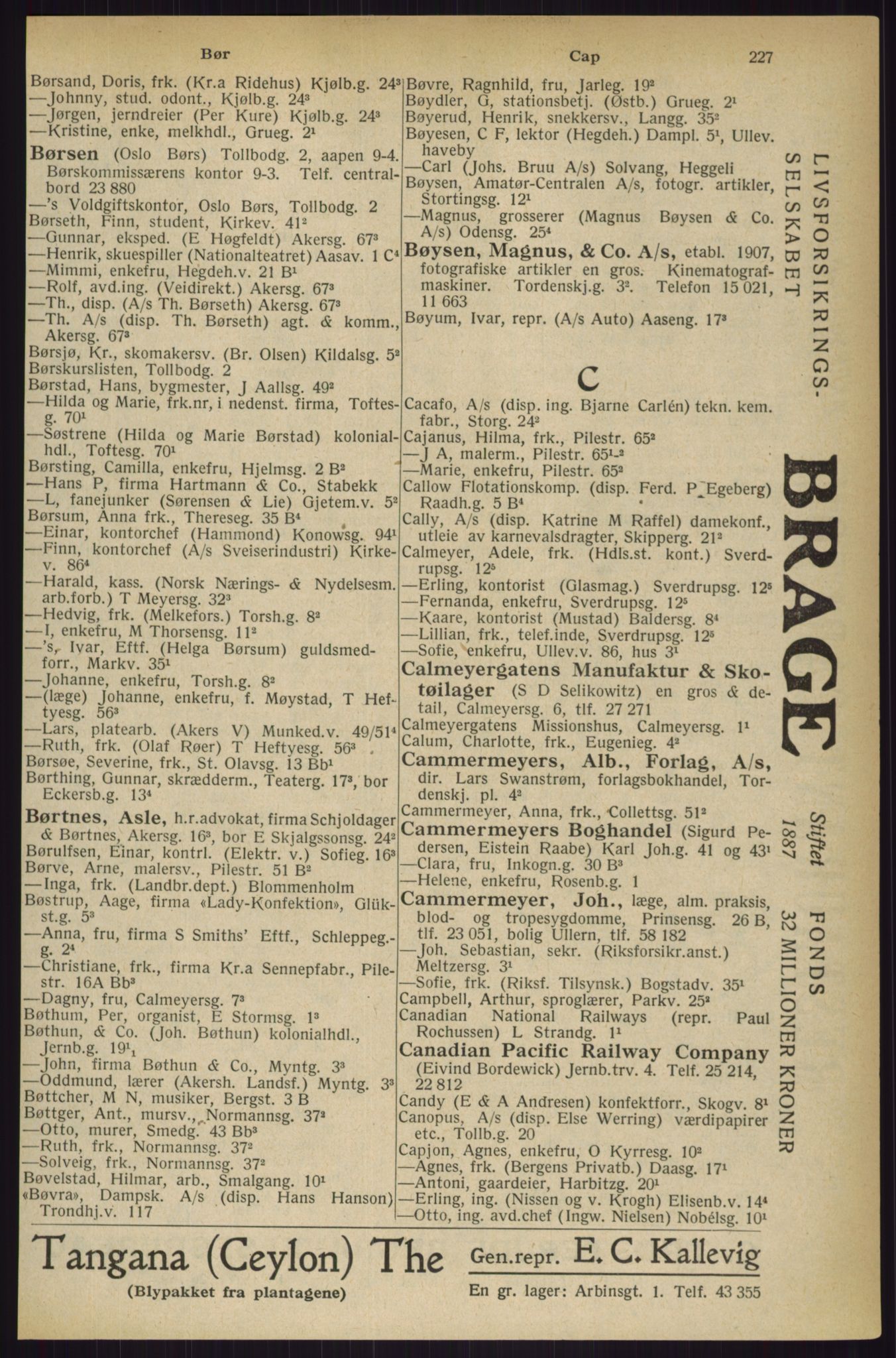 Kristiania/Oslo adressebok, PUBL/-, 1927, p. 227