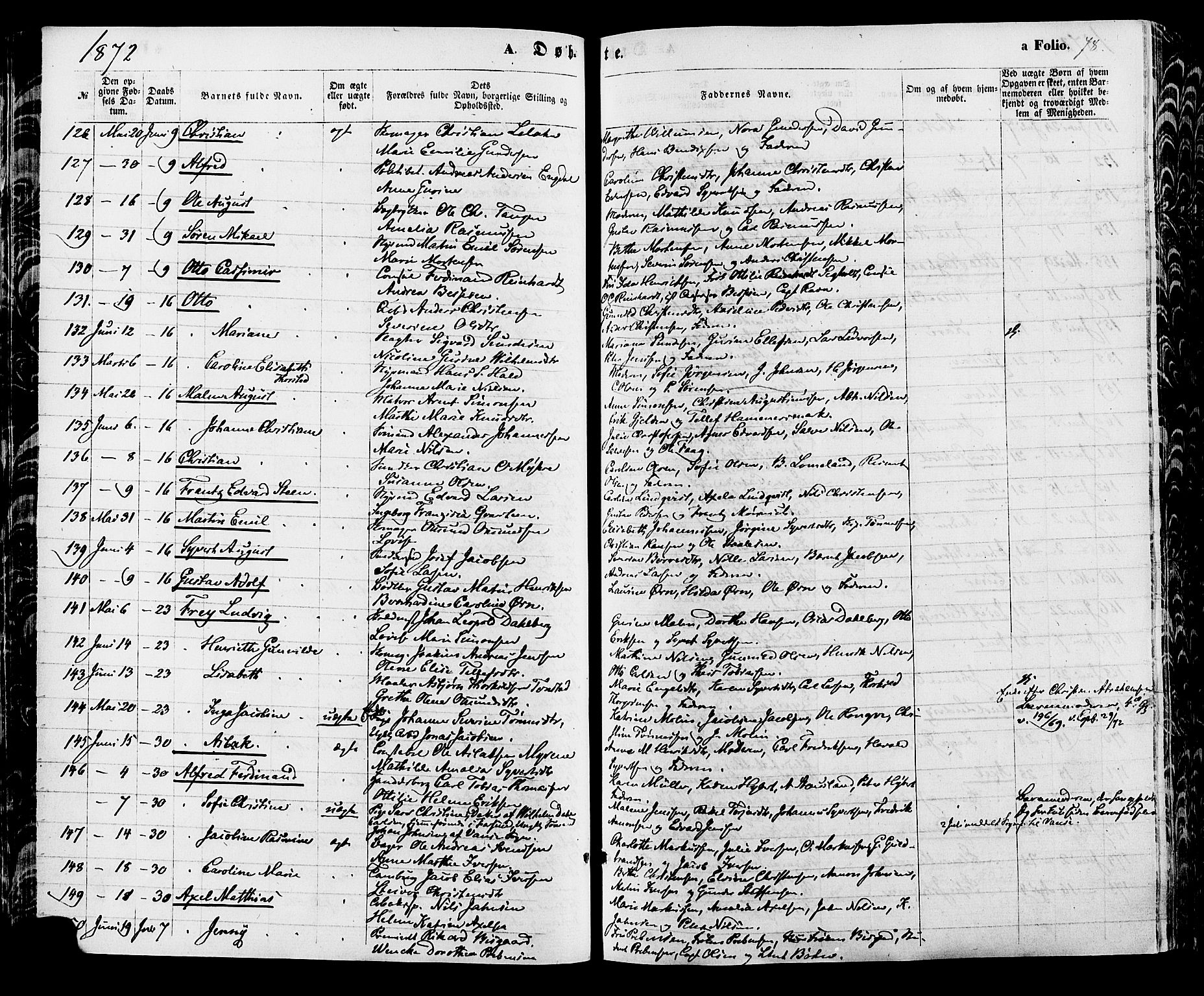 Kristiansand domprosti, SAK/1112-0006/F/Fa/L0015: Parish register (official) no. A 15, 1867-1880, p. 78