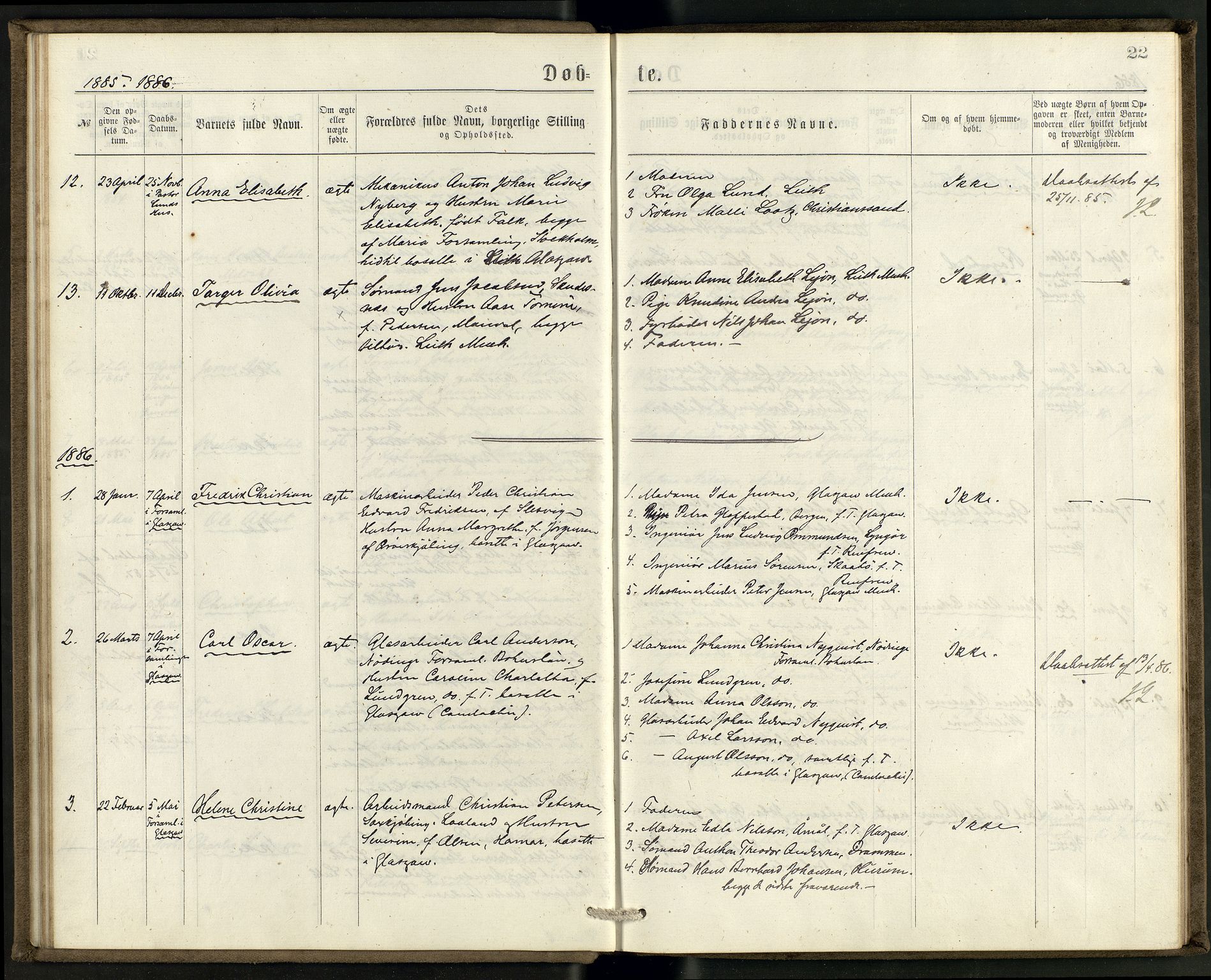 Den norske sjømannsmisjon i utlandet/Skotske havner (Leith, Glasgow), AV/SAB-SAB/PA-0100/H/Ha/Haa/L0002: Parish register (official) no. A 2, 1877-1887, p. 21b-22a