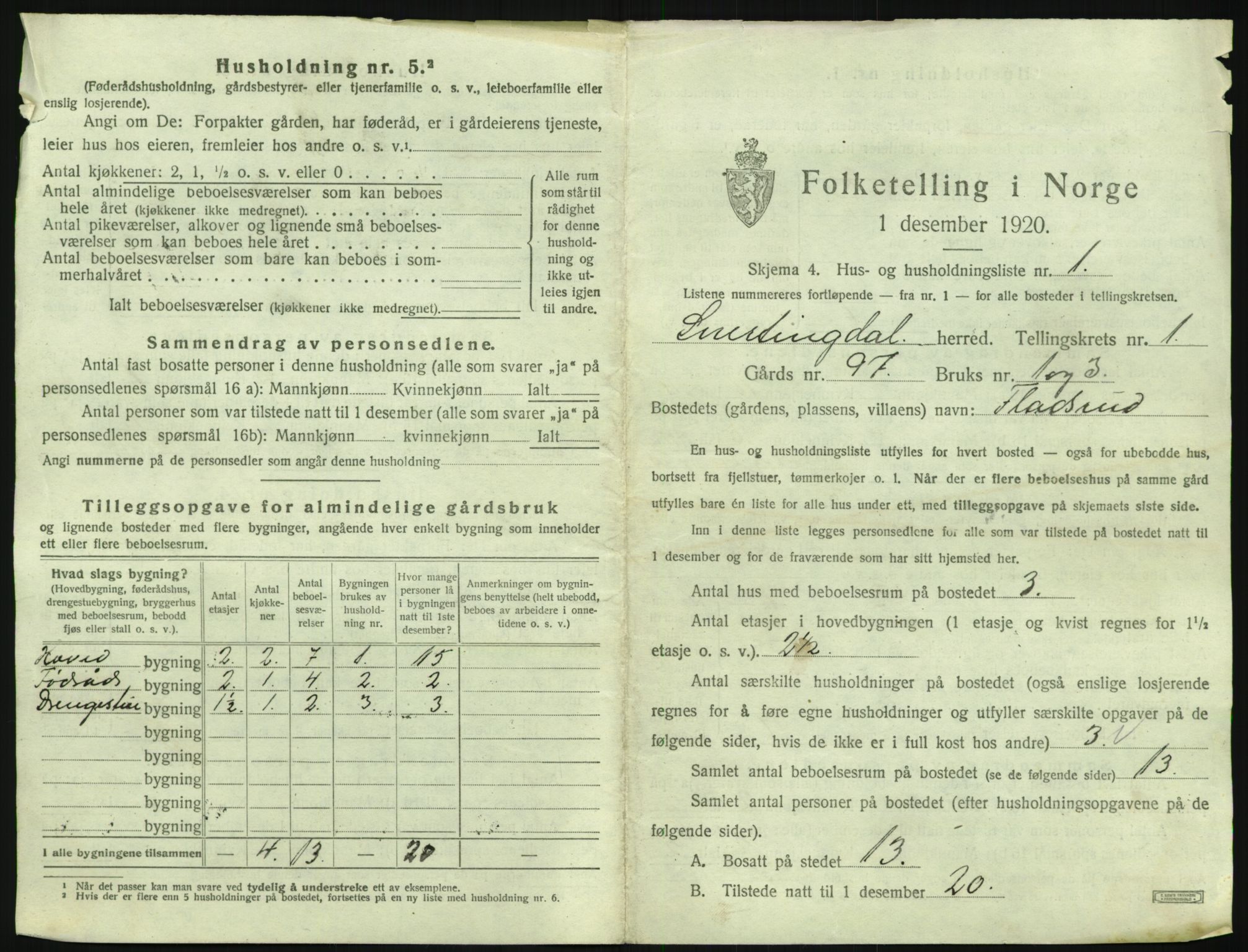 SAH, 1920 census for Snertingdal, 1920, p. 29