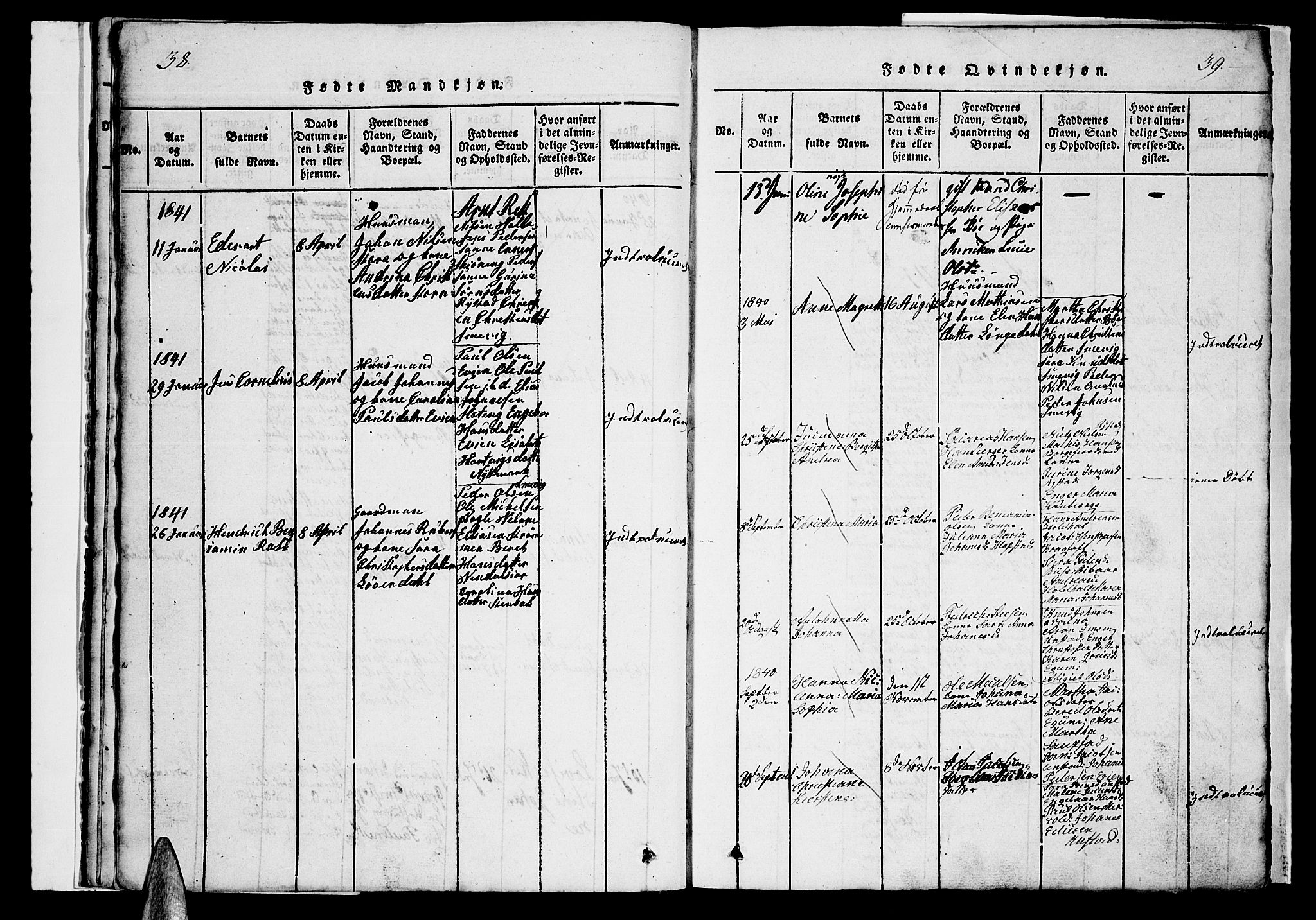 Ministerialprotokoller, klokkerbøker og fødselsregistre - Nordland, AV/SAT-A-1459/880/L1139: Parish register (copy) no. 880C01, 1836-1857, p. 38-39