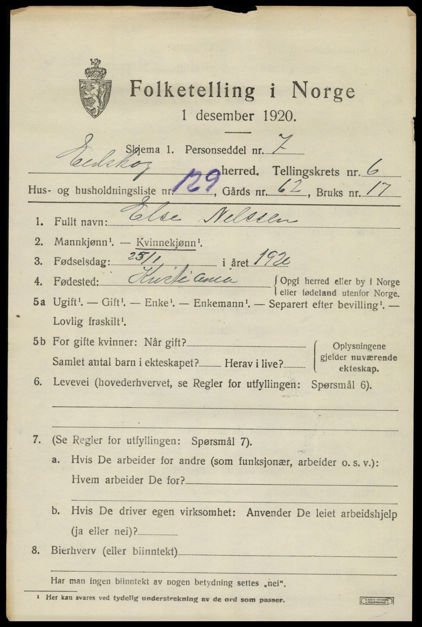 SAH, 1920 census for Eidskog, 1920, p. 7827