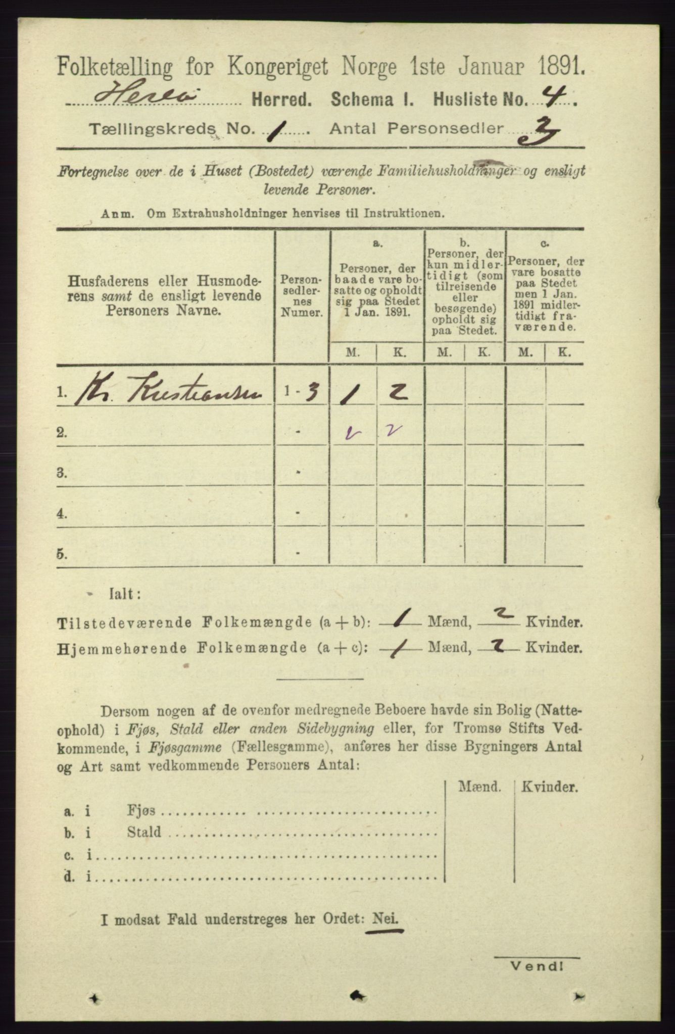 RA, 1891 census for 1258 Herdla, 1891, p. 26