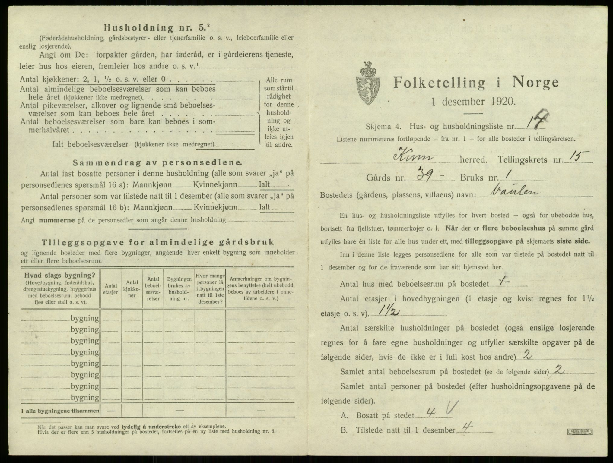 SAB, 1920 census for Kinn, 1920, p. 680