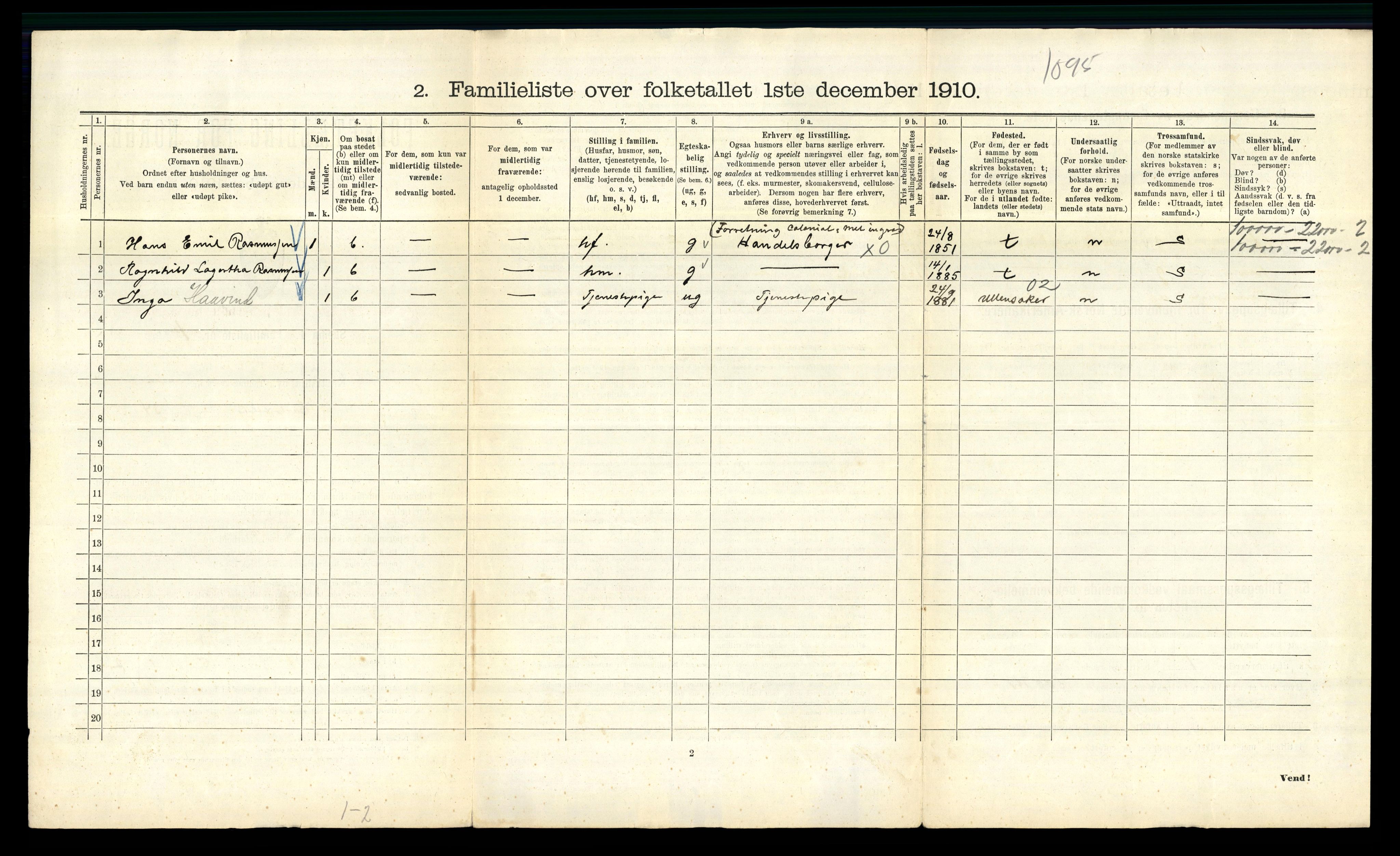 RA, 1910 census for Kristiania, 1910, p. 47478