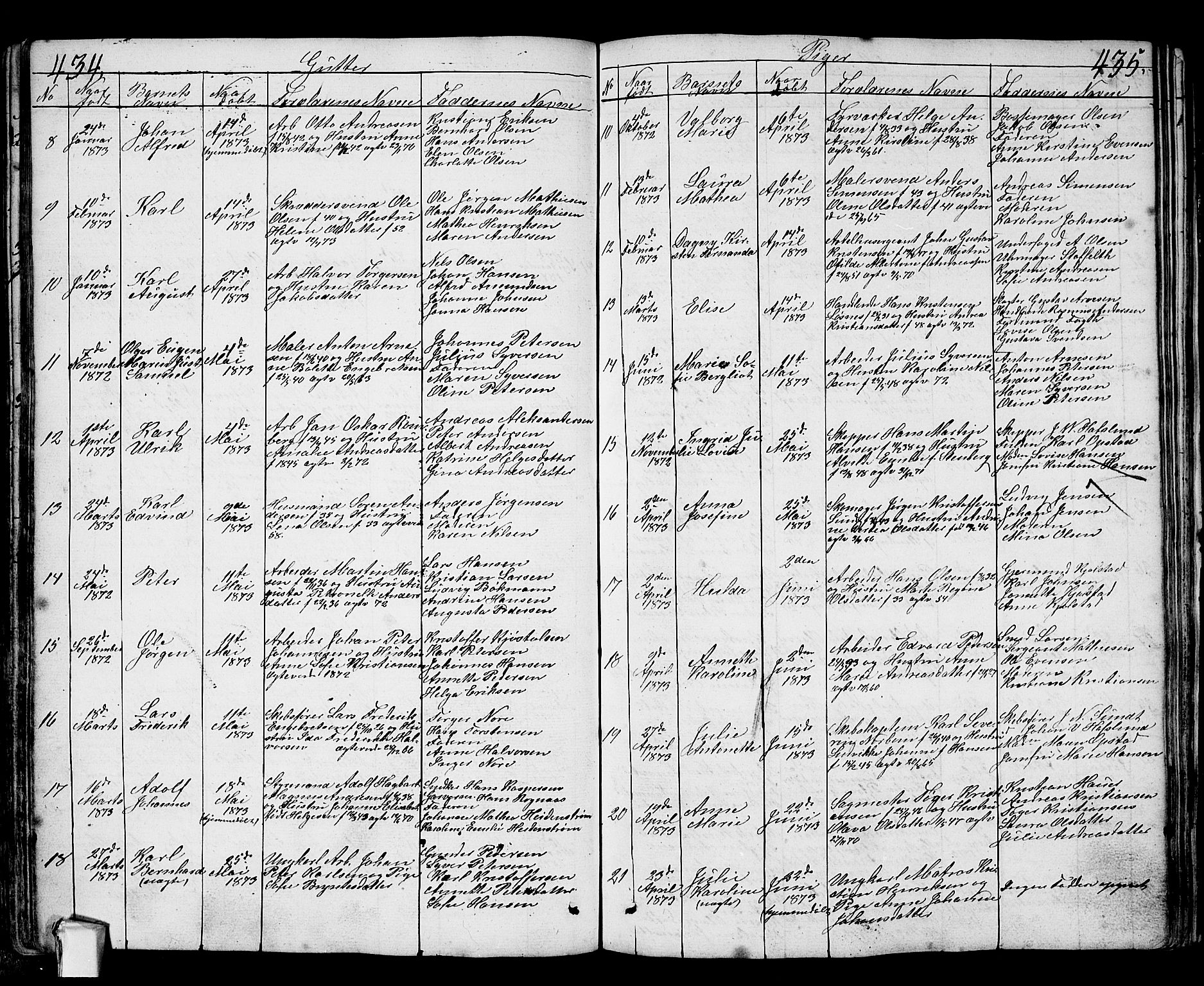 Fredrikstad prestekontor Kirkebøker, AV/SAO-A-11082/G/Ga/L0001: Parish register (copy) no. 1, 1824-1879, p. 434-435