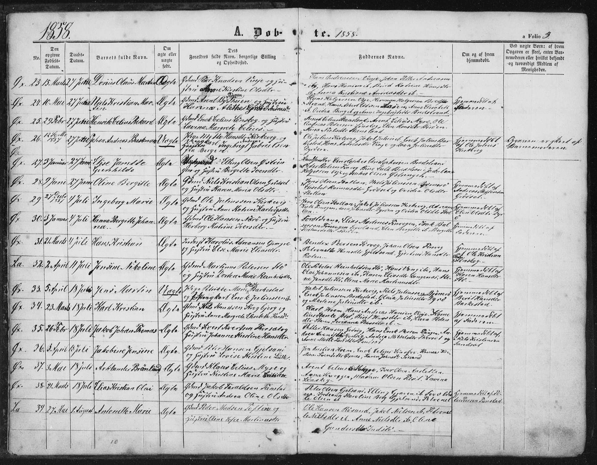 Ministerialprotokoller, klokkerbøker og fødselsregistre - Nordland, SAT/A-1459/893/L1333: Parish register (official) no. 893A06, 1858-1866, p. 3