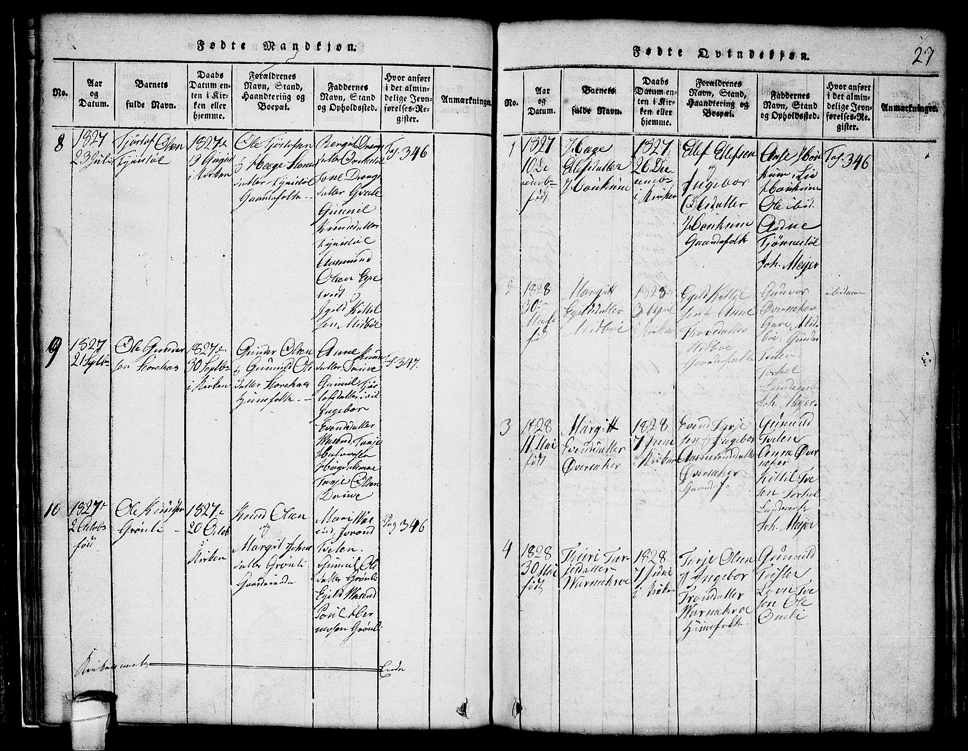 Lårdal kirkebøker, SAKO/A-284/G/Gc/L0001: Parish register (copy) no. III 1, 1815-1854, p. 27