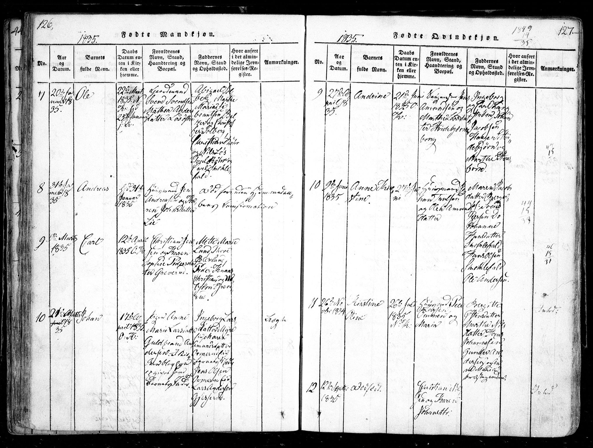 Nesodden prestekontor Kirkebøker, SAO/A-10013/F/Fa/L0006: Parish register (official) no. I 6, 1814-1847, p. 126-127