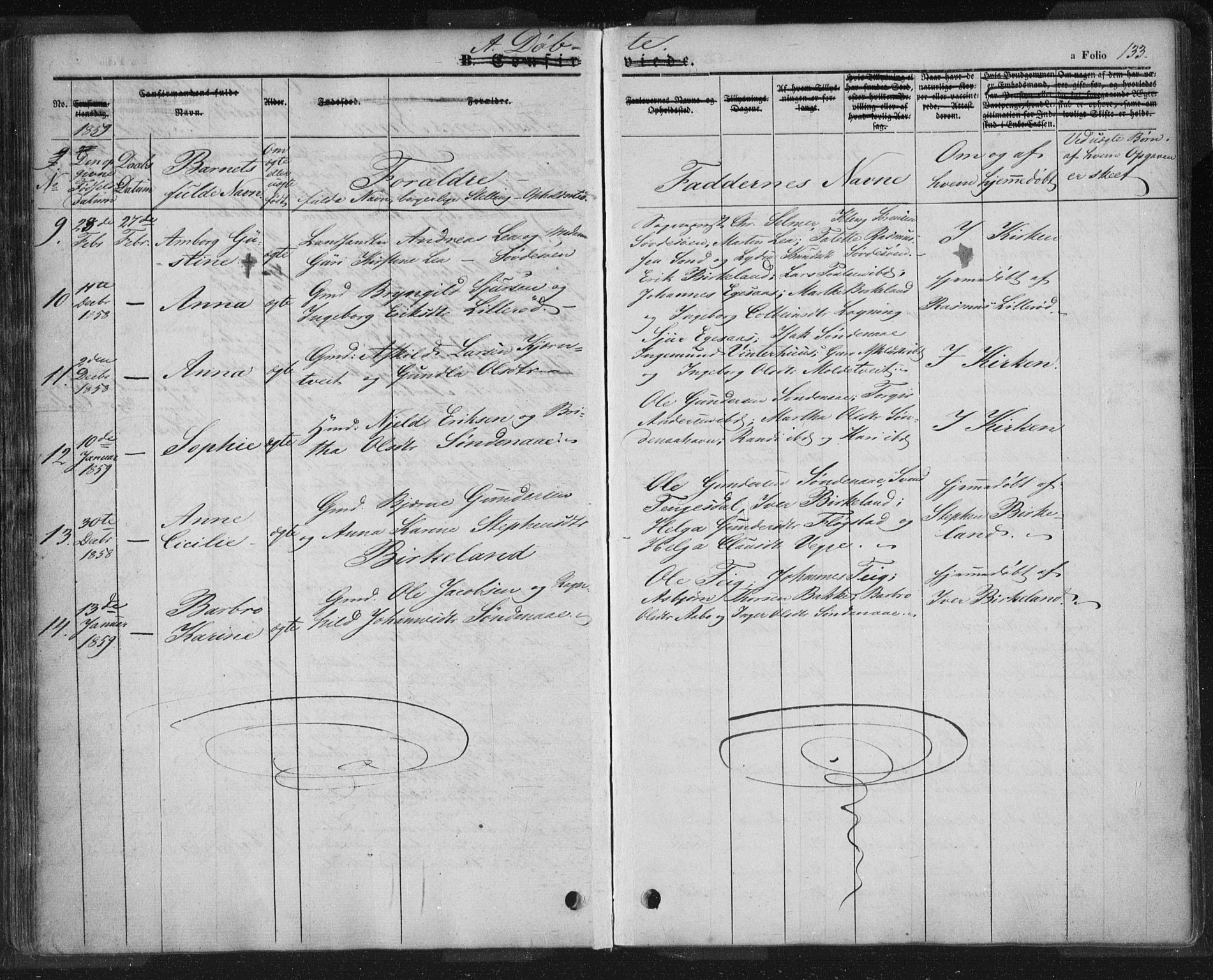 Sand sokneprestkontor, AV/SAST-A-101848/01/III/L0002: Parish register (official) no. A 2, 1838-1859, p. 133