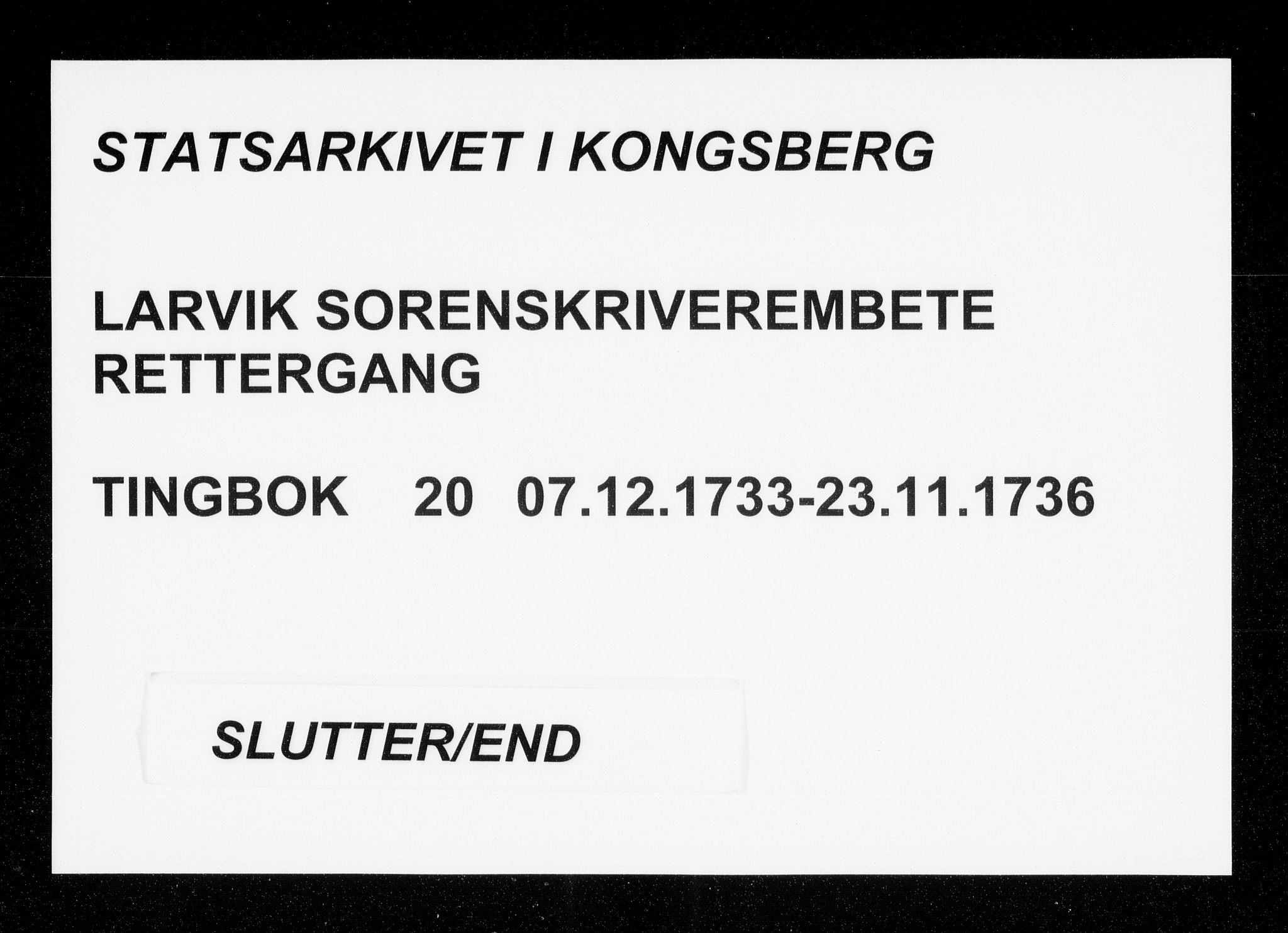 Larvik sorenskriveri, AV/SAKO-A-83/F/Fa/L0020: Tingbok, 1733-1736