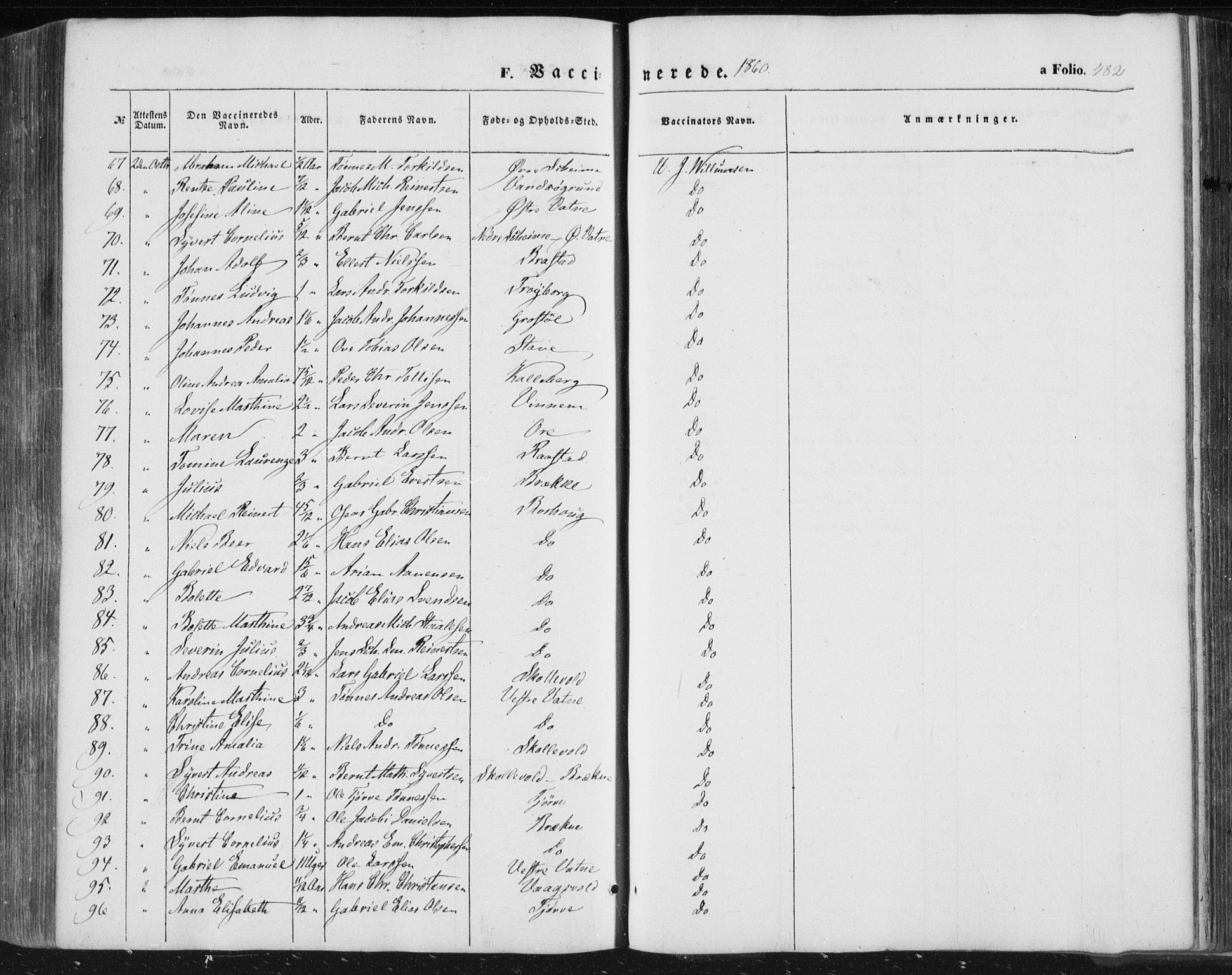 Lista sokneprestkontor, SAK/1111-0027/F/Fa/L0010: Parish register (official) no. A 10, 1846-1861, p. 482